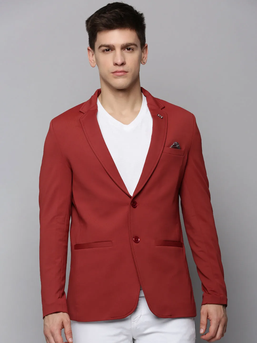 Men's Rust Single-Breasted Casual Blazers Urban Hike Style Double stitching