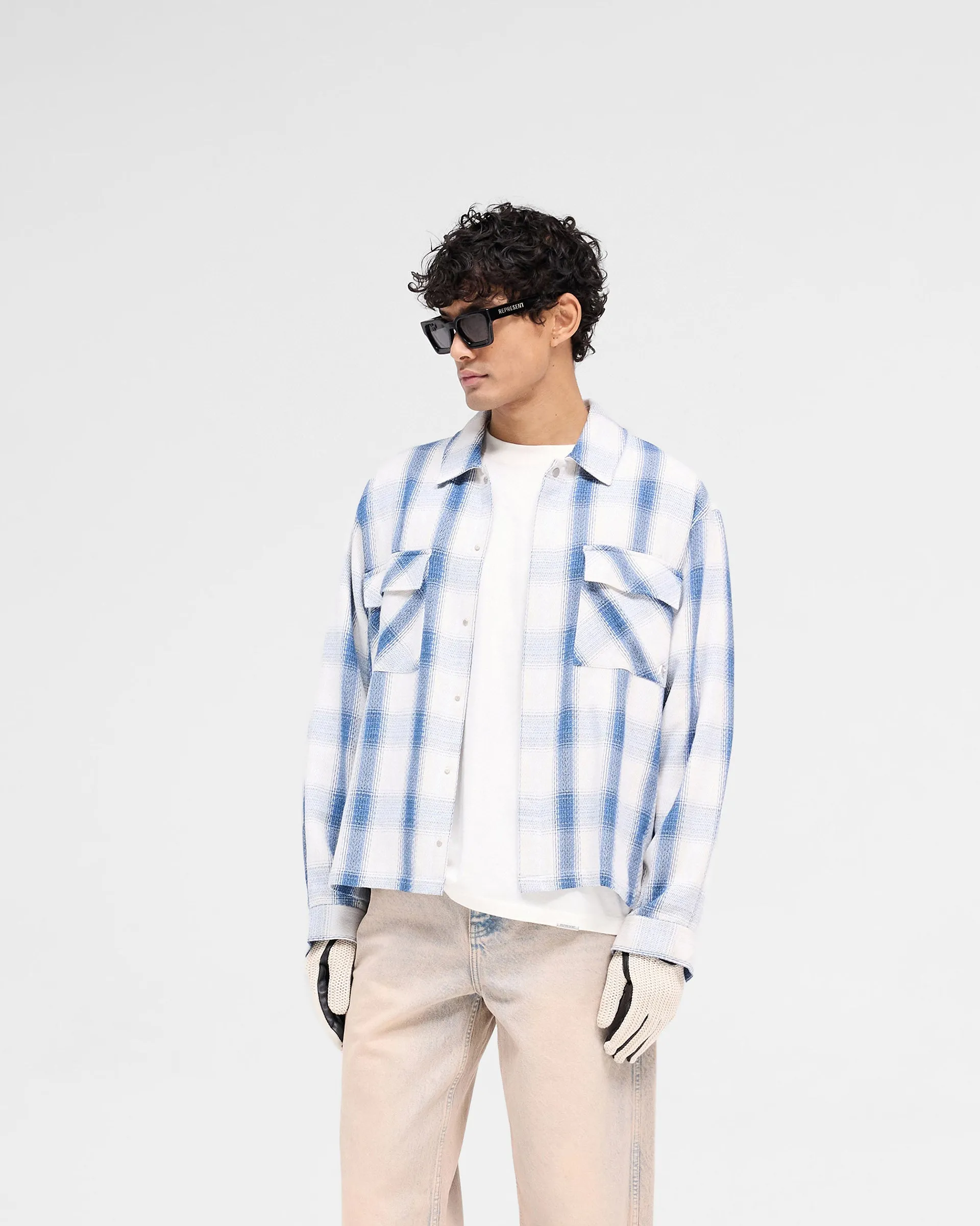 Breathable Style Season Flannel Shirt - Mid Blue