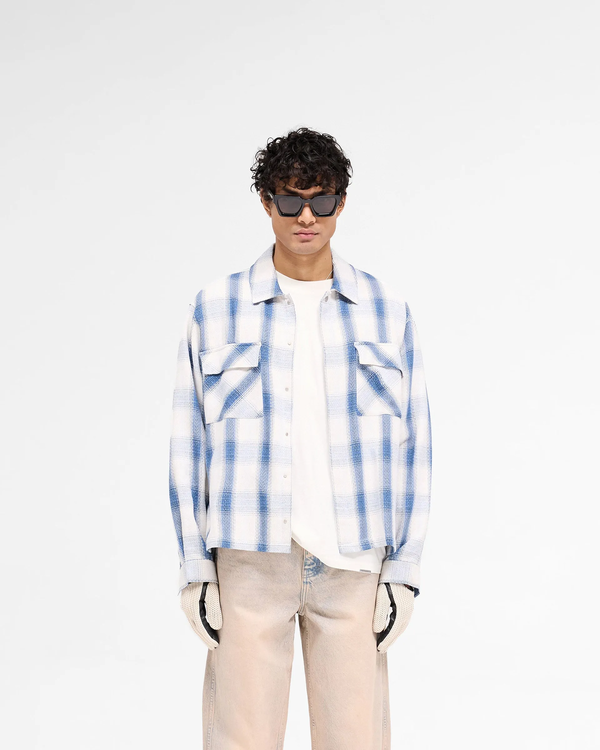 Luxury Feel Season Flannel Shirt - Mid Blue