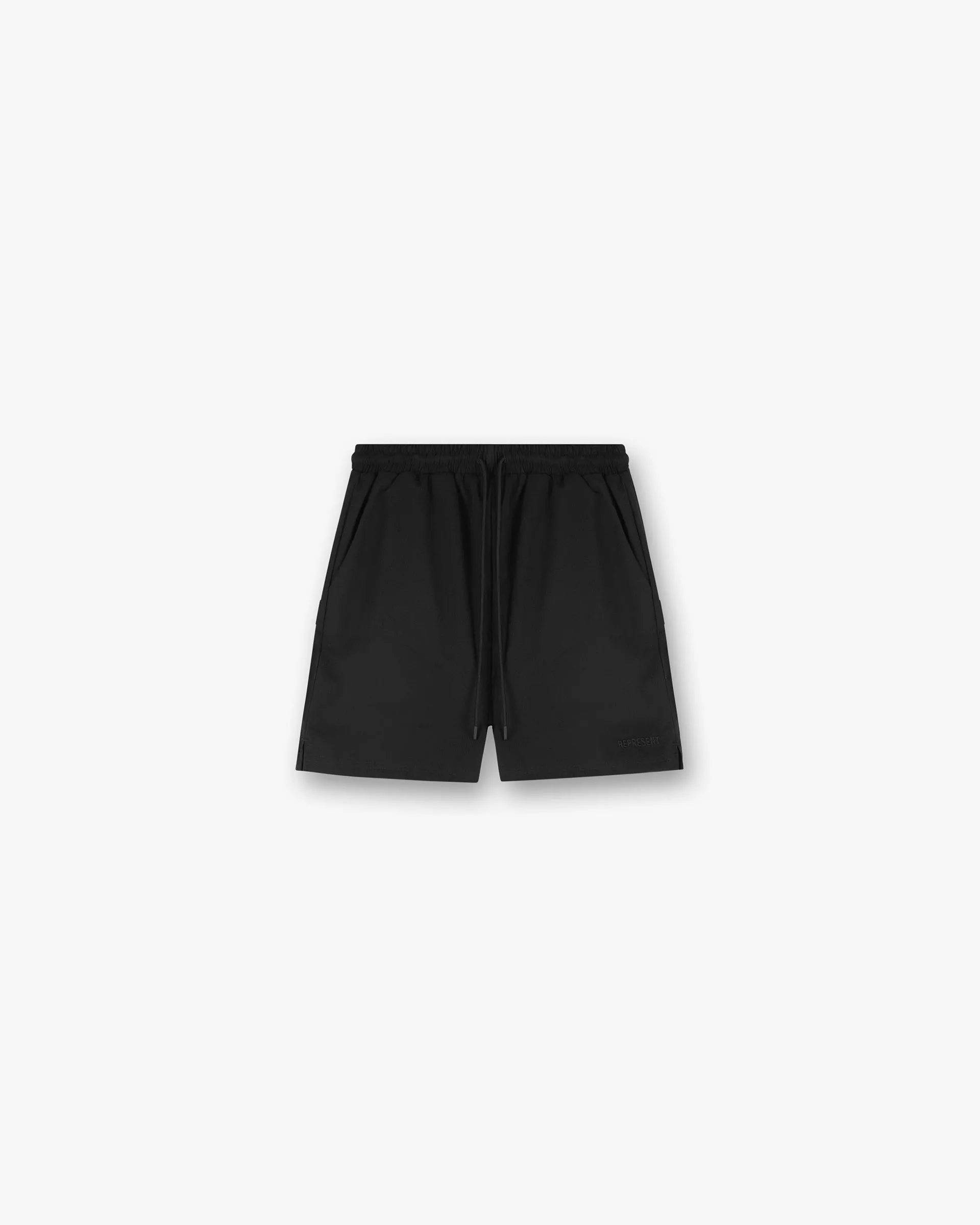 Seersucker Smart Swim Short - Black Layered Hem Detail Cool Look