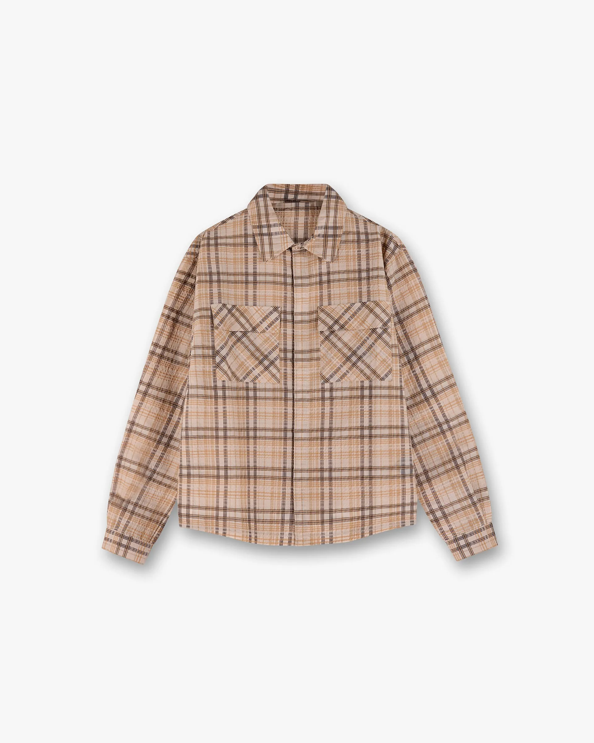 Sheer Flannel Shirt - Brown Check Relaxed Look