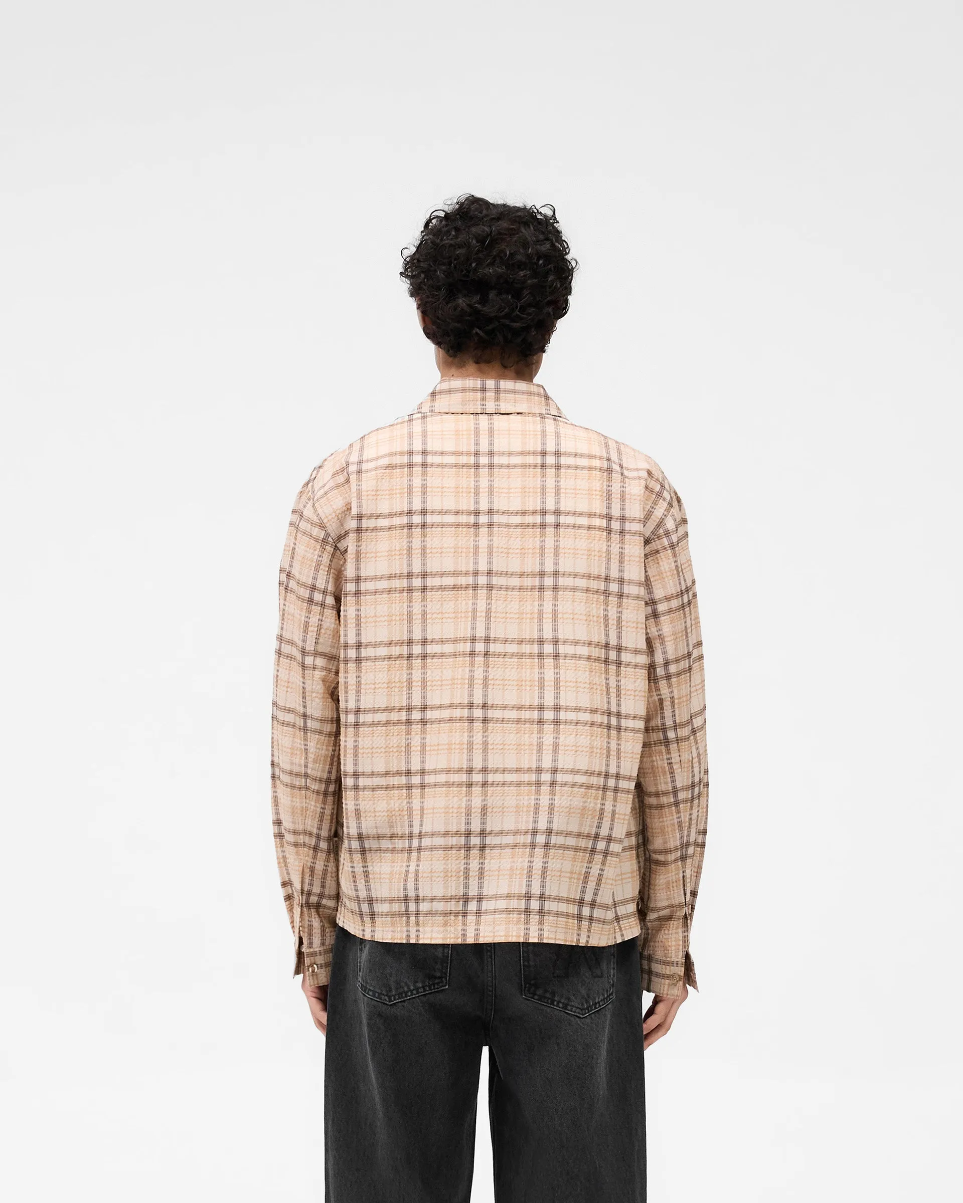 Sheer Flannel Shirt - Brown Check Durable Texture Unmatched comfort