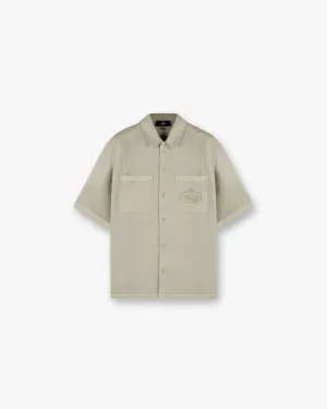 Short Sleeve Cotton Overshirt - Beige Casual Sophistication Lakeside Relaxation