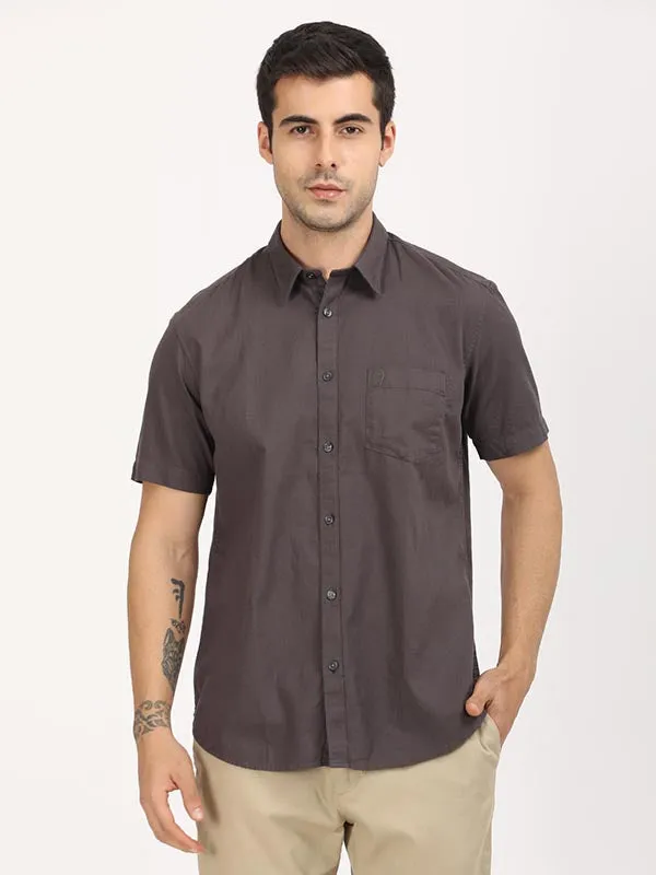 Men Solid Half Sleeve Cotton Shirt Lounge Comfort Sustainable Manufacturing Process