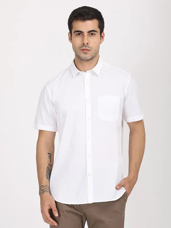 Men Solid Half Sleeve Cotton Shirt BBQ Party Trendy Outfit