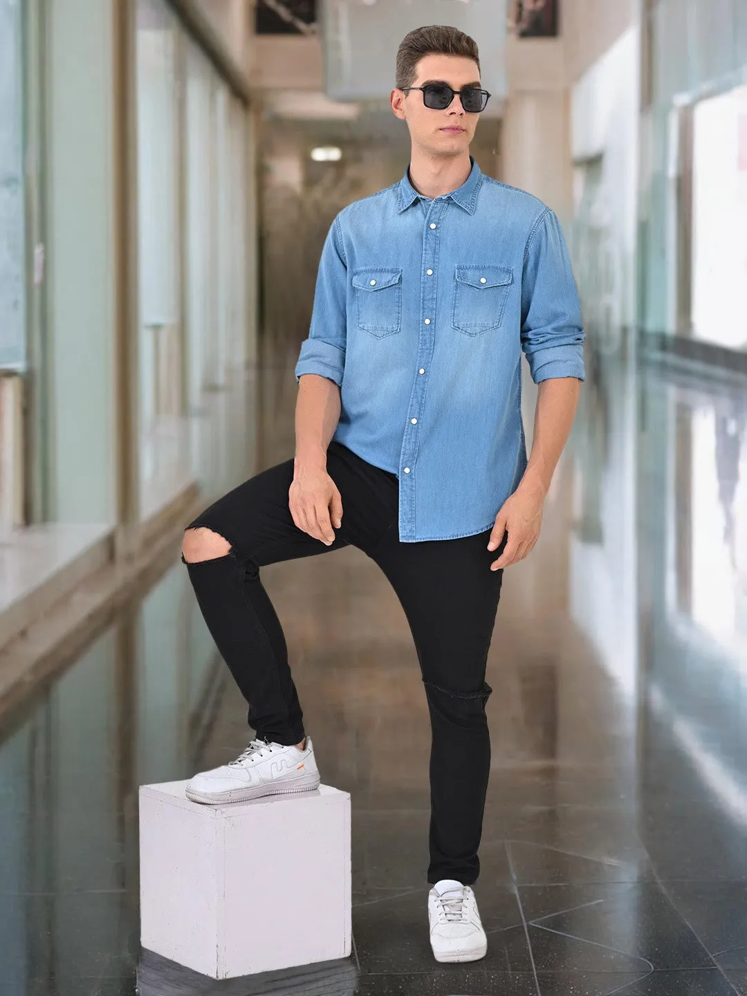 Men Solid Full Sleeve Cotton Shirt All-Ages Fit Affordable Luxury