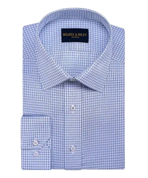 Snag Free Surface Sky Oxford Check Spread Collar Non-Iron Dress Shirt