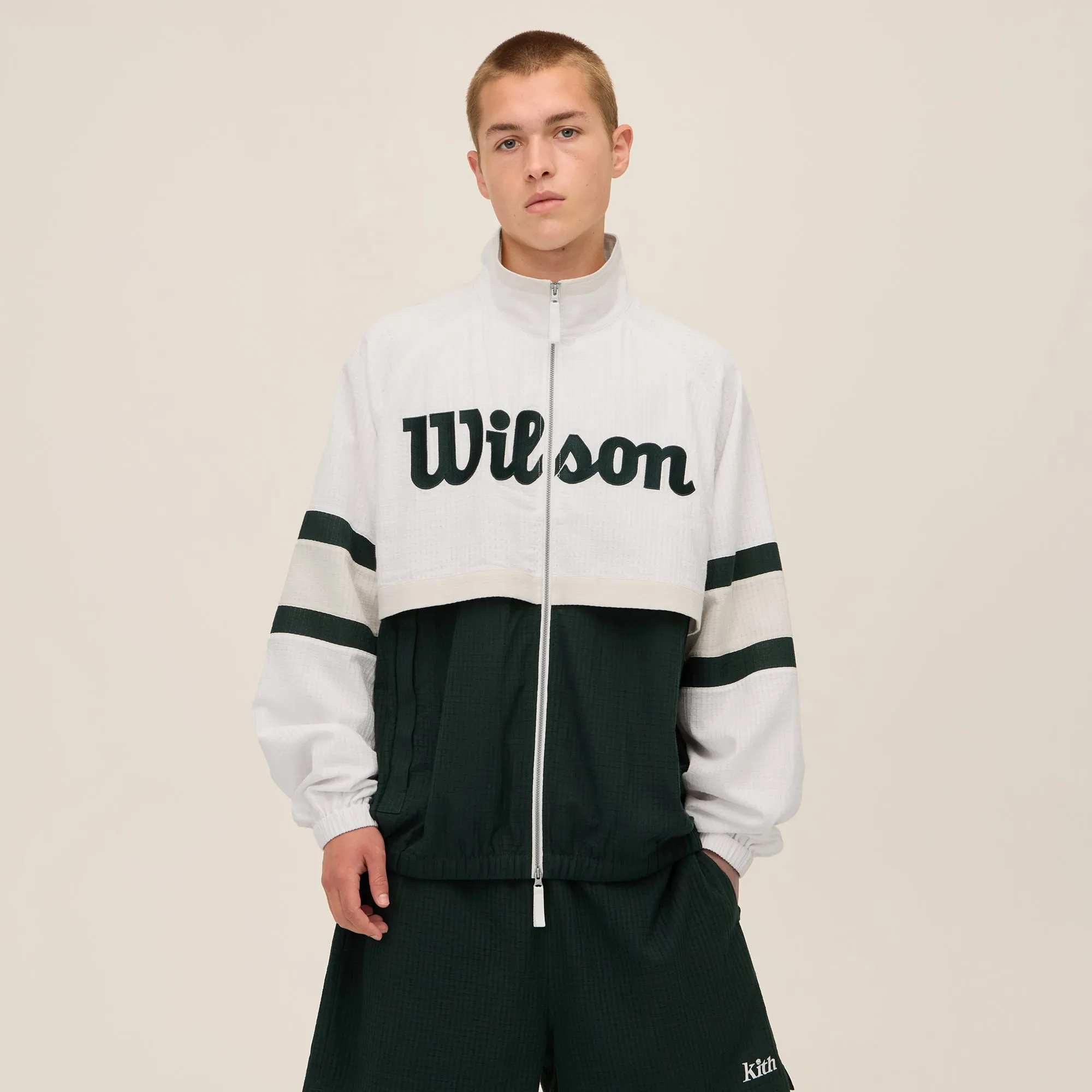 Kith for Wilson Dobby Track Jacket - White Anti Static Treatment Comfy Street Piece