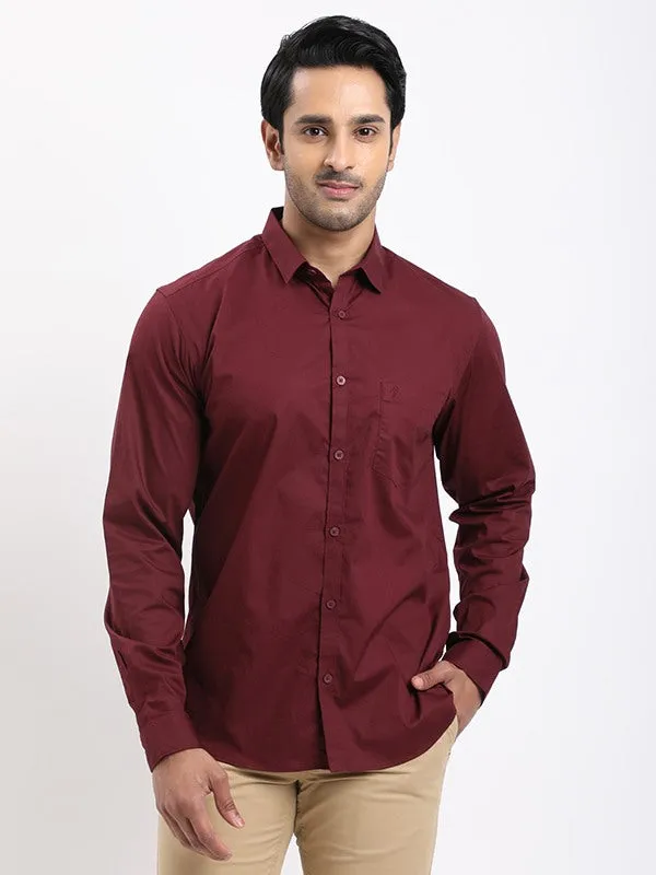 Cruise Collection Casual Hangout Men Solid Full Sleeve Cotton Stretch Shirt