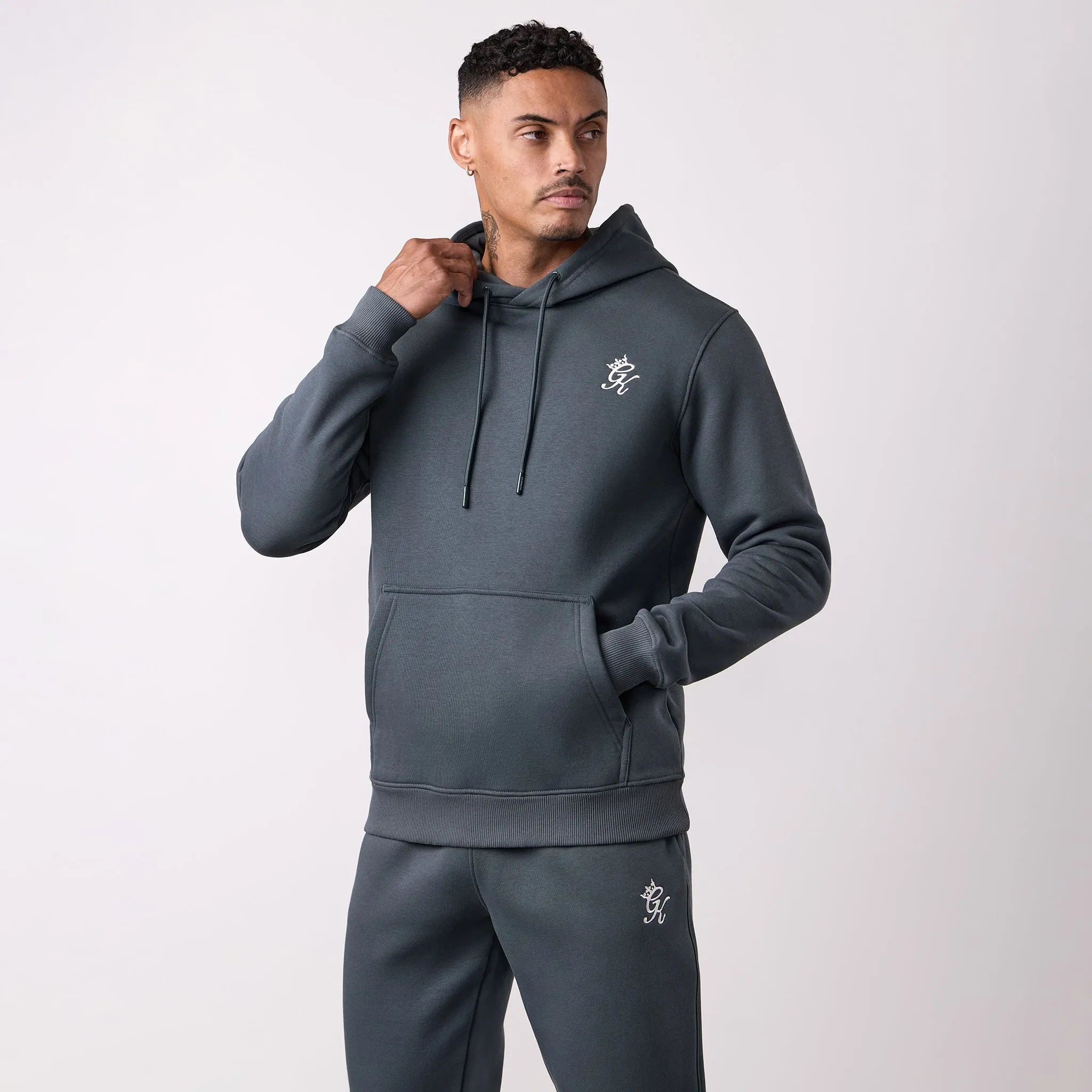 Gym King Fundamental Fleece Hood - Green Smoke Hooded anti pill coating