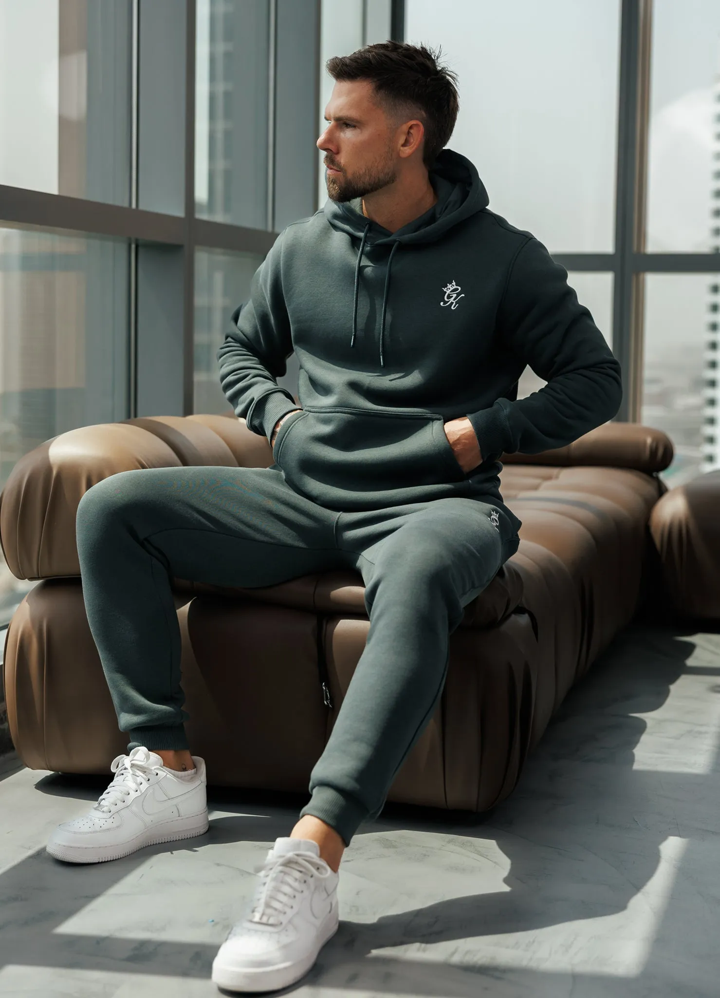 Gym King Fundamental Fleece Hood - Green Smoke Cozy Everyday