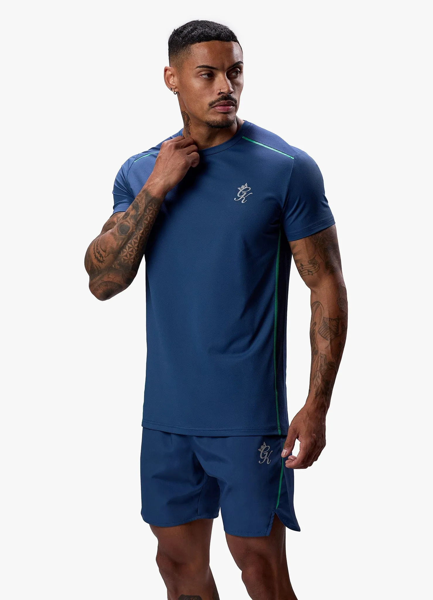 LayeredSleeveConstruction Gym King Flex Tee - Navy