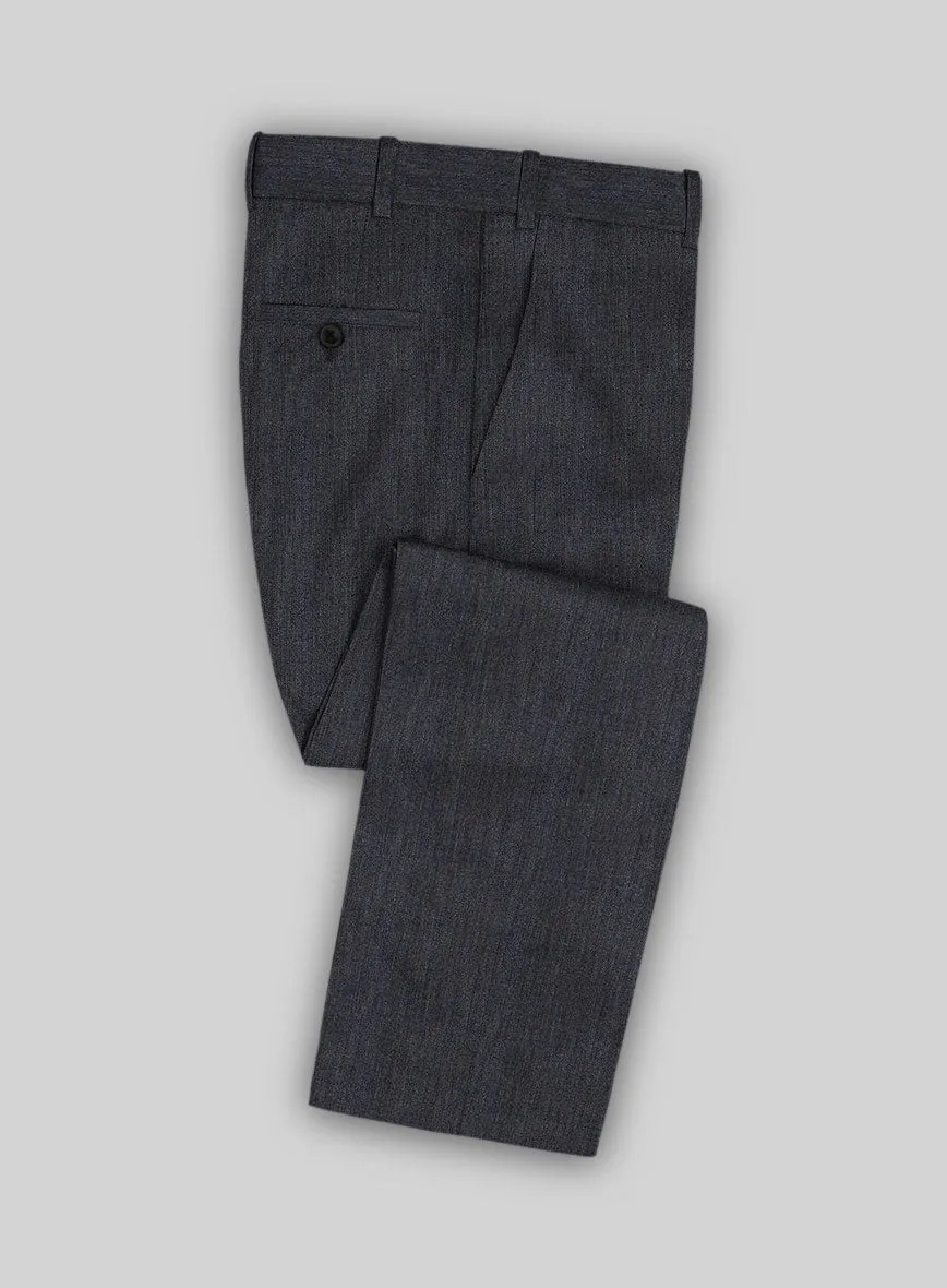 Italian Cotton Lycra Denim Blue Pants Non Binding Cuffs Flexibility Built-In