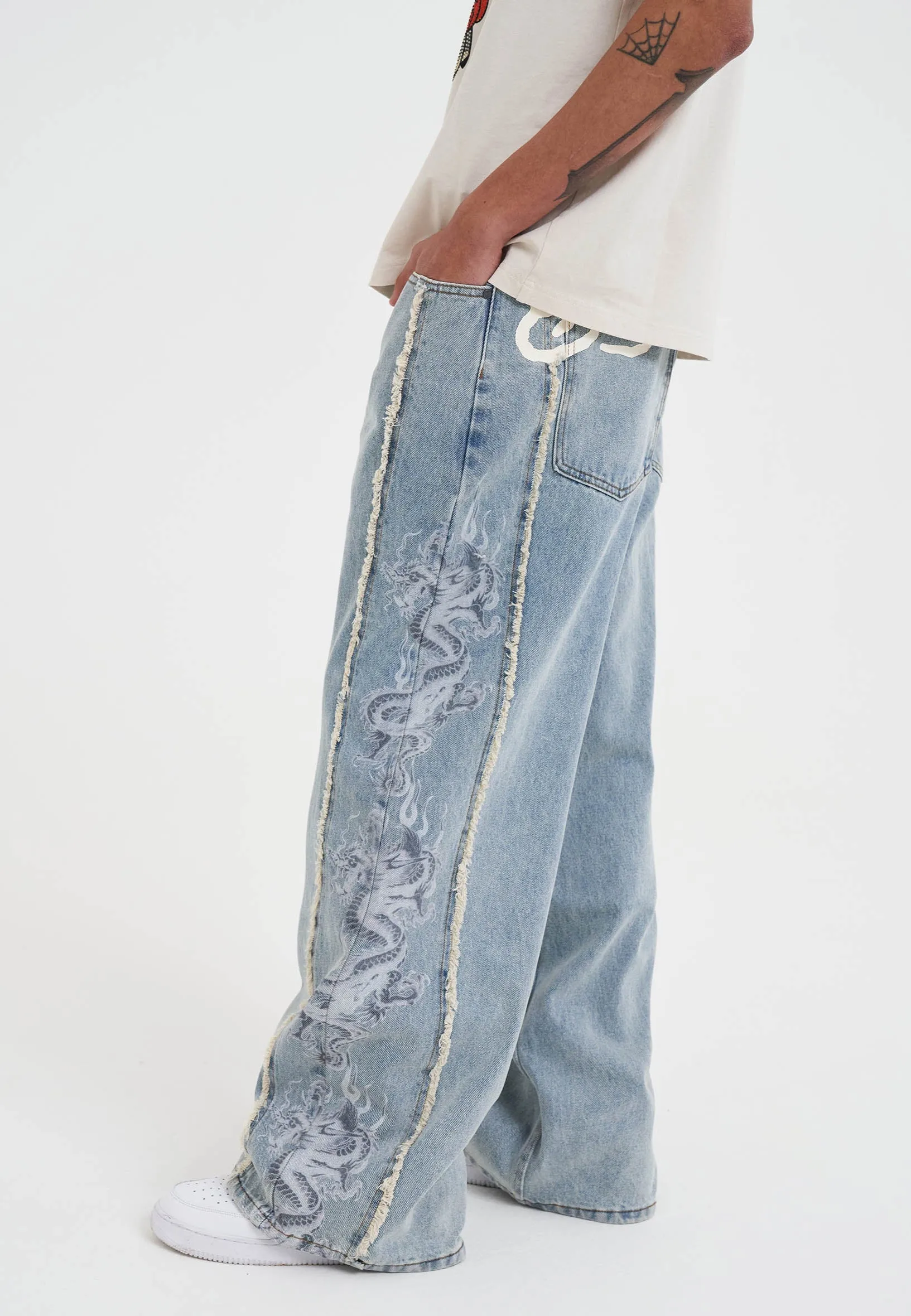 Mens Dragon Raw Seam Xxtra Denim Trousers Jeans - Blue Sunny Vibes Weekend Style Traveler Gear
