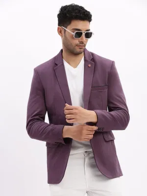 Men's Violet Slim-Fit Single Breasted Notched Lapel Collar Cotton Casual Blazer Abrasion resistant Cozy Comfort