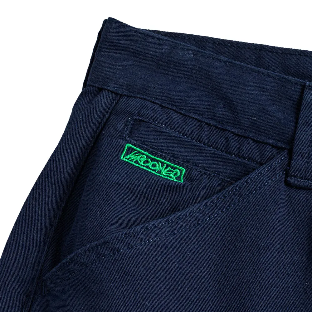 Stretch Waist Eyes Embroidered Twill Pant (Navy / Green)