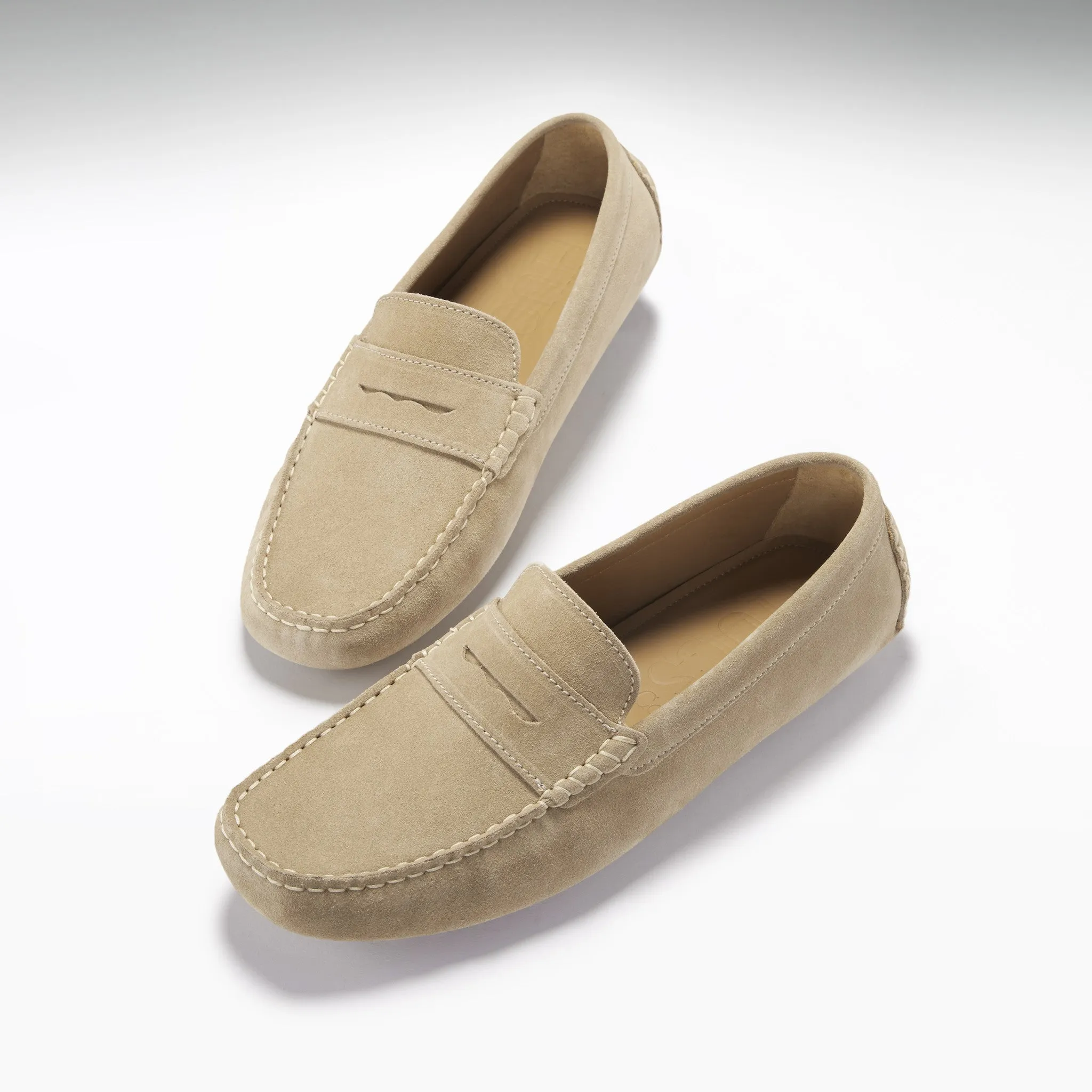 Penny Driving Loafers, taupe suede Rubber Sole All-Purpose Wear