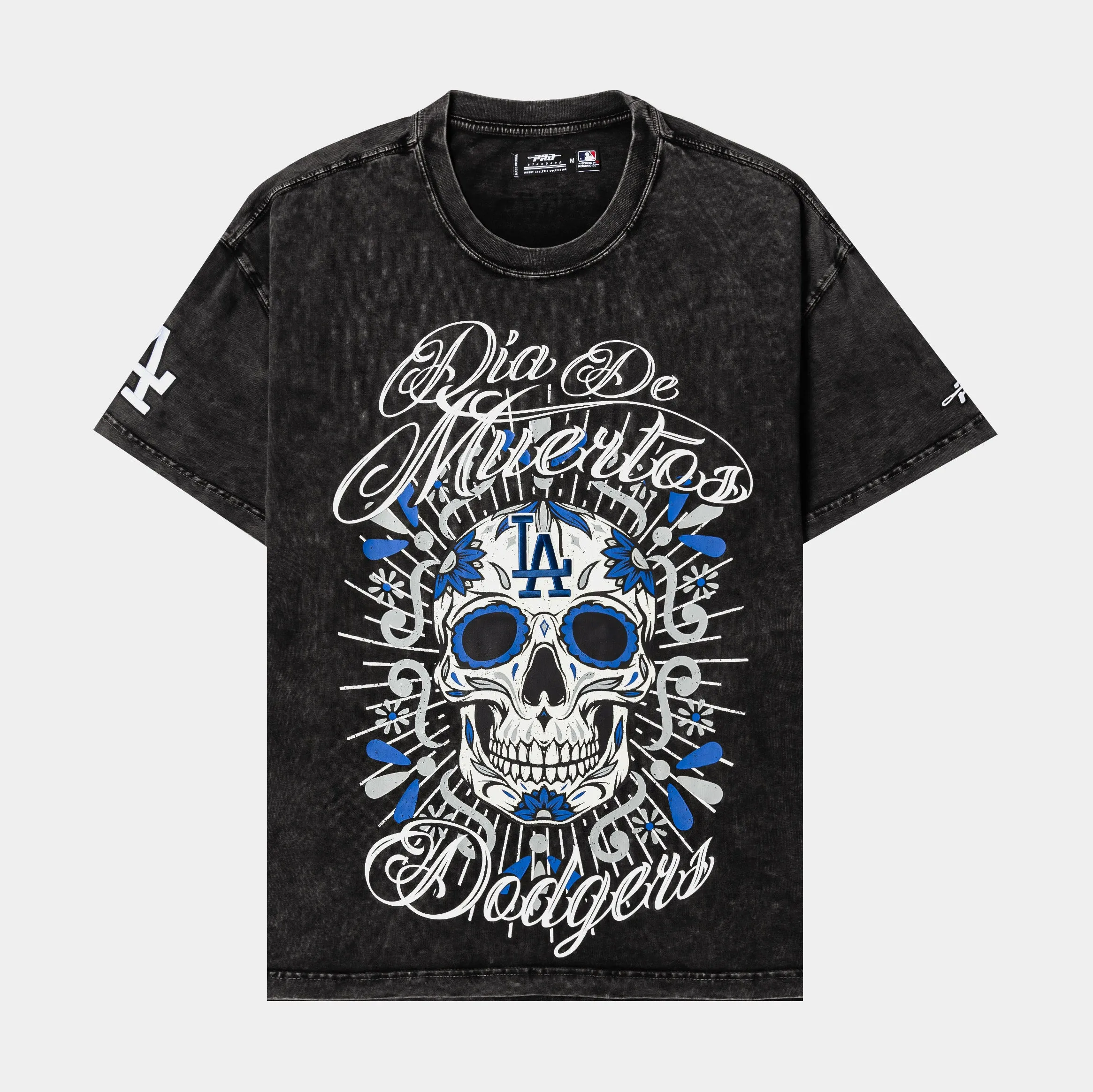 Sleek Waistband Shoe Palace Exclusive Los Angeles Dodgers D??a De Muertos Skull Mens Short Sleeve Shirt (Black)