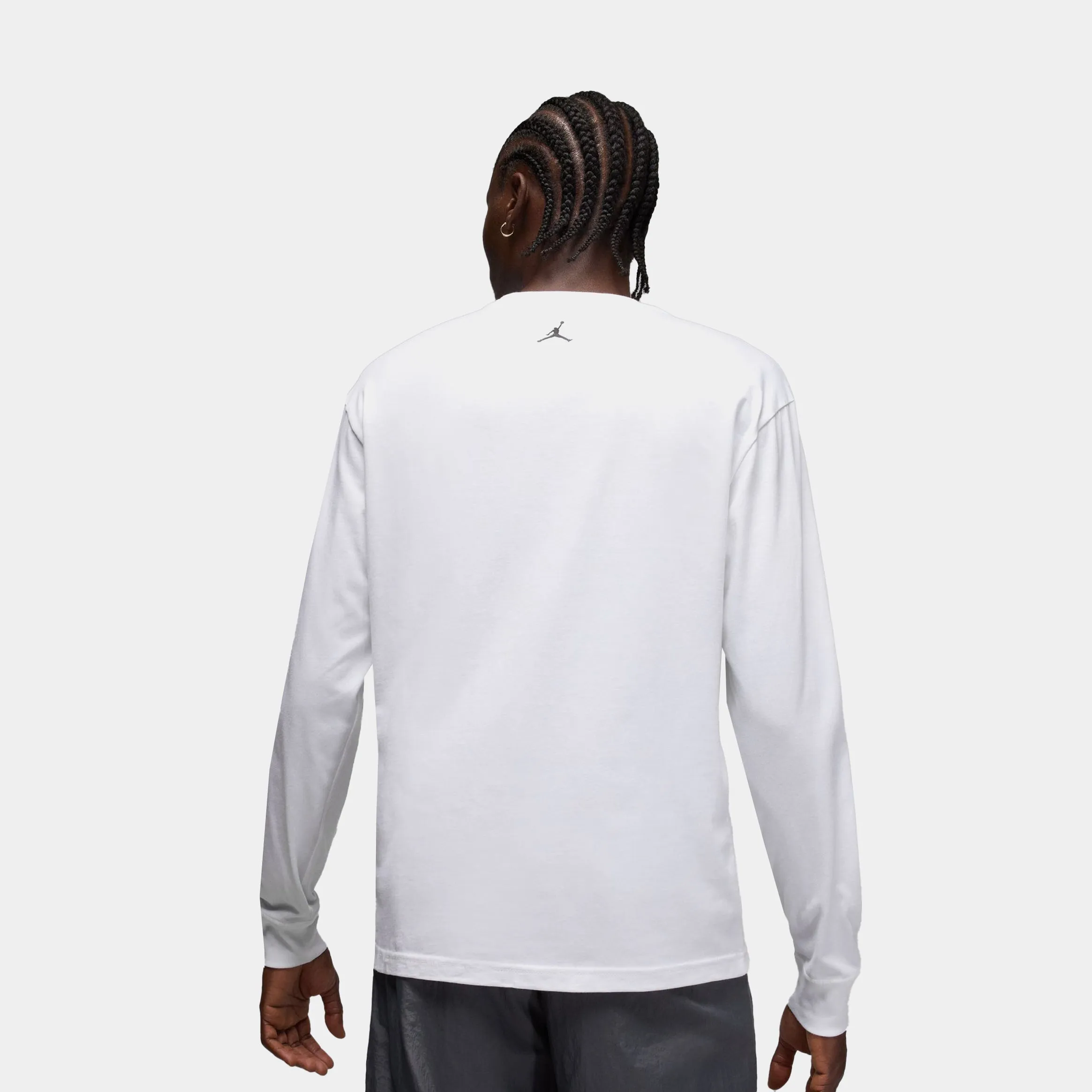 MJ Wings Brand Photo Mens Long Sleeve Shirt (White/Black) Fit For Movement