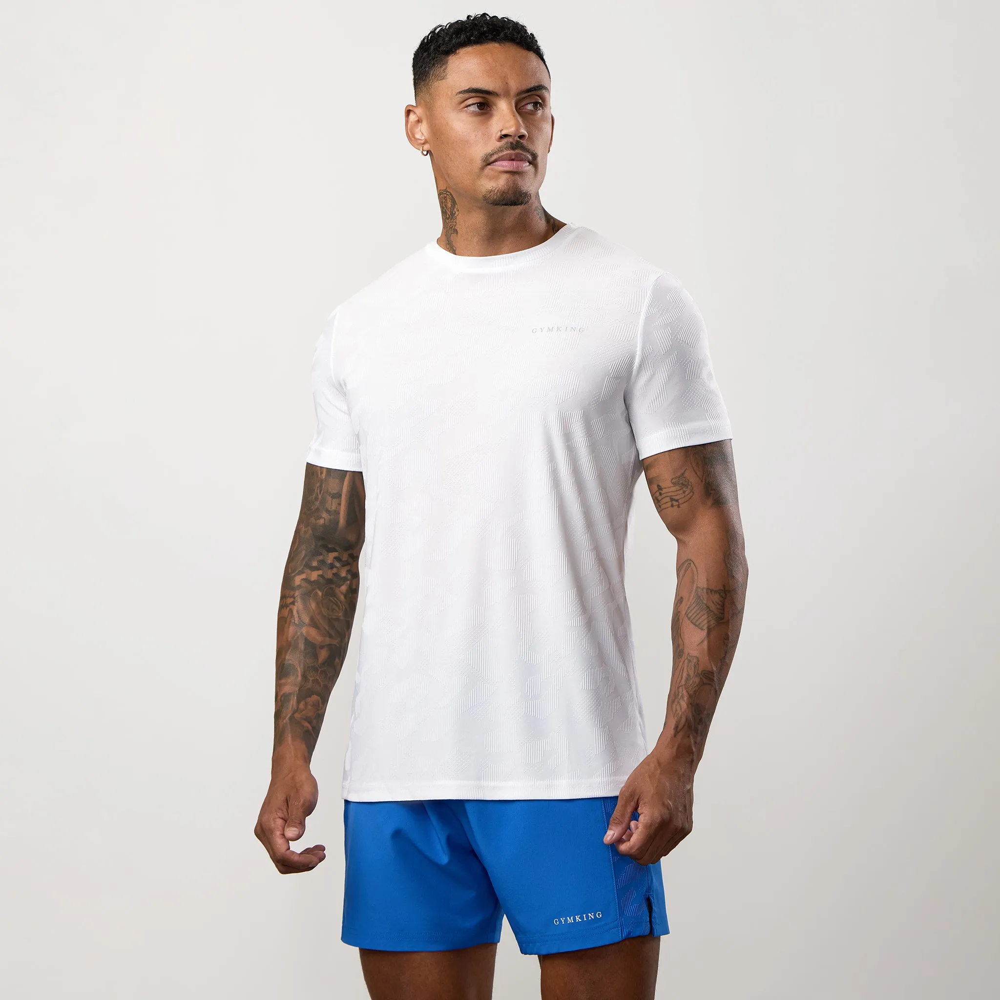 Gym King Progress Texture Tee - White Active Comfort Casual Vibe