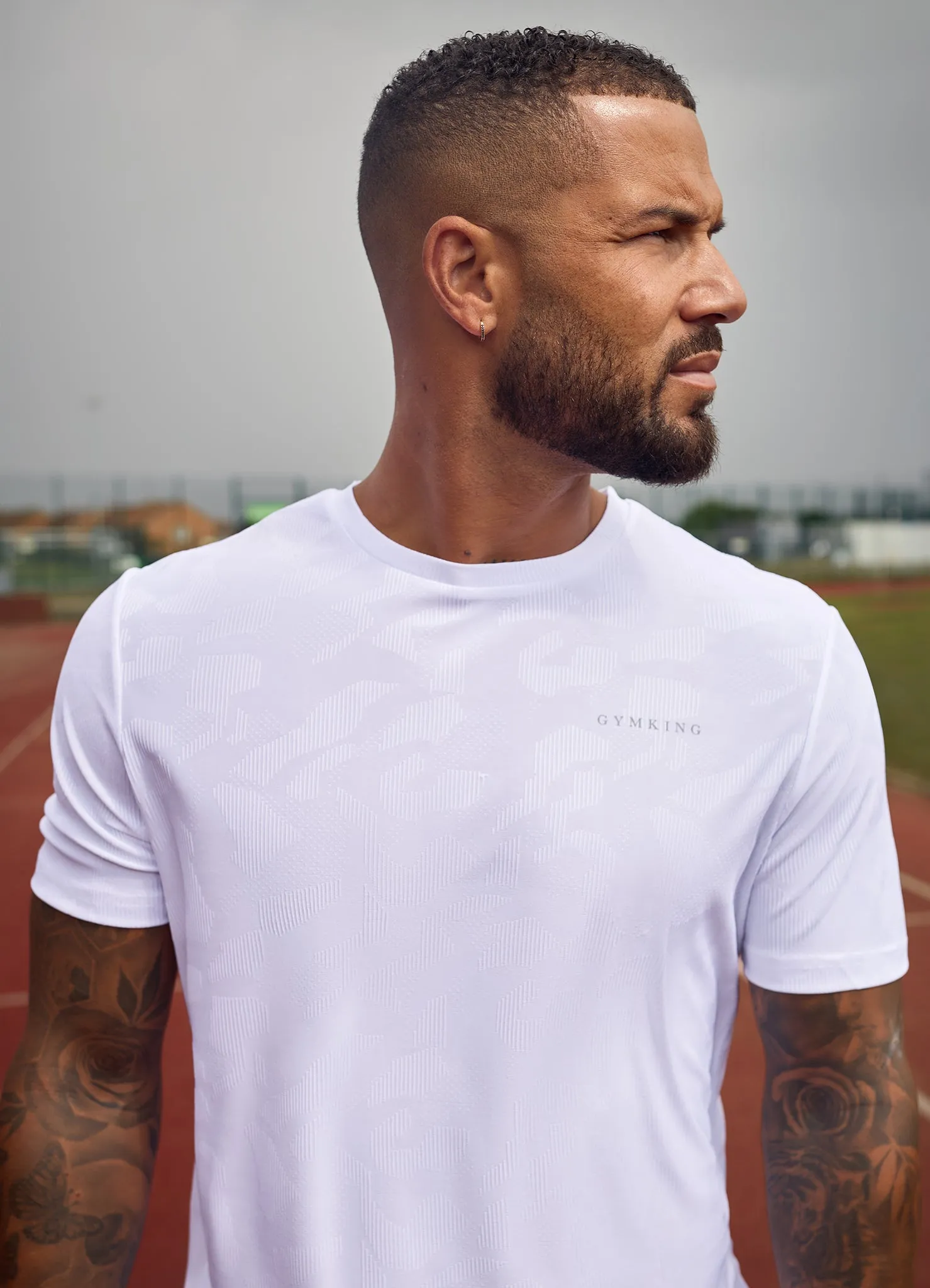 Sporty Top Regular Fit Gym King Progress Texture Tee - White
