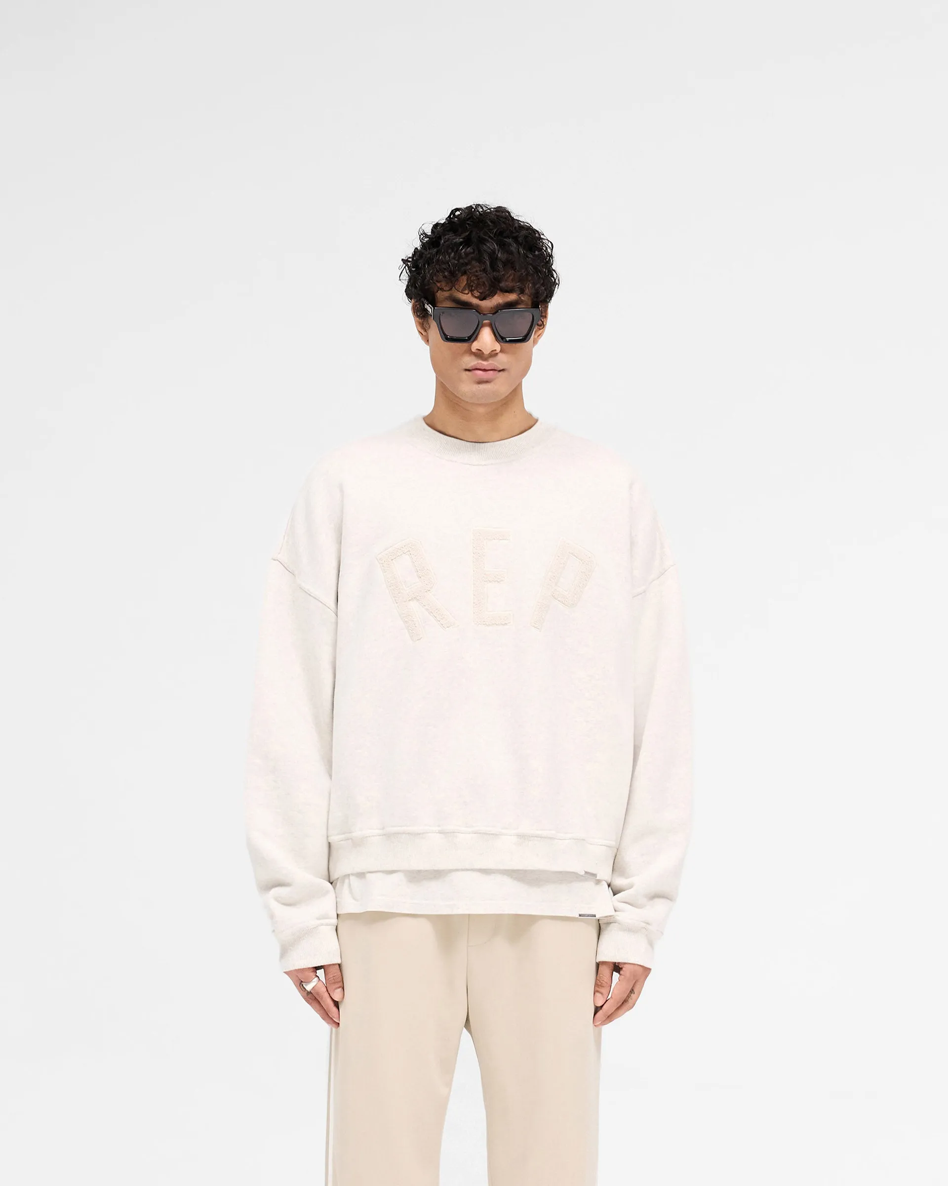 pearl accents Rep Applique Sweater - Cream Marl