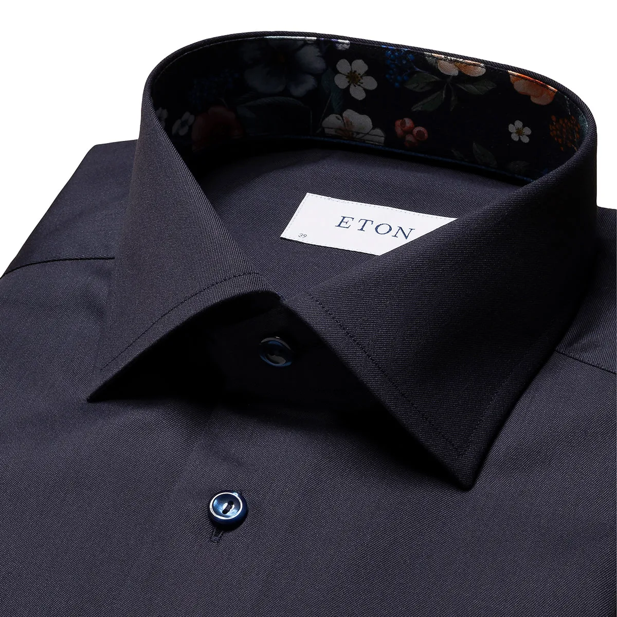 Eton - Slim Fit Floral Trim Shirt in Dark Navy Chill Comfort