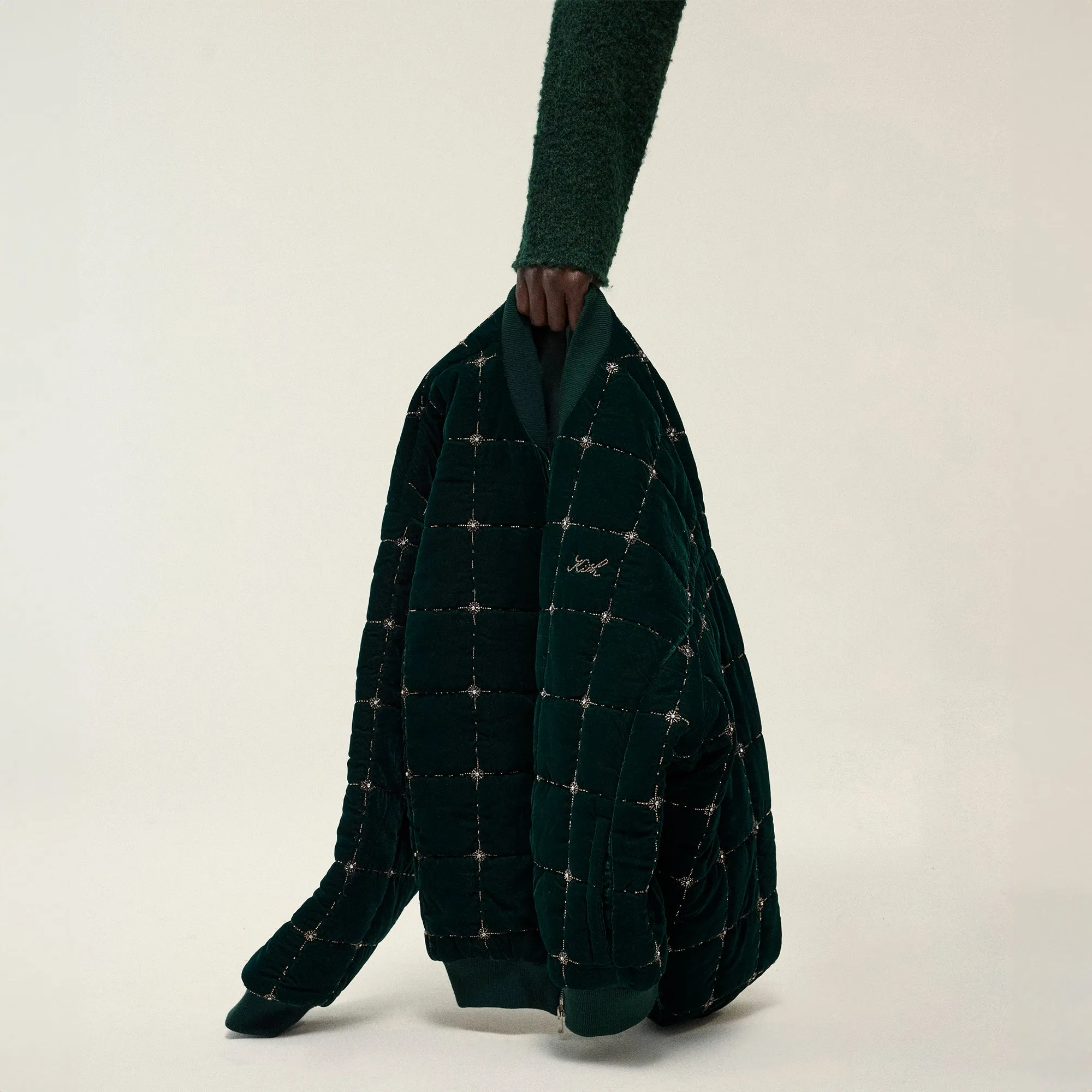 Kith Beaded Velvet Clay Bomber Jacket - Stadium Crisp Look