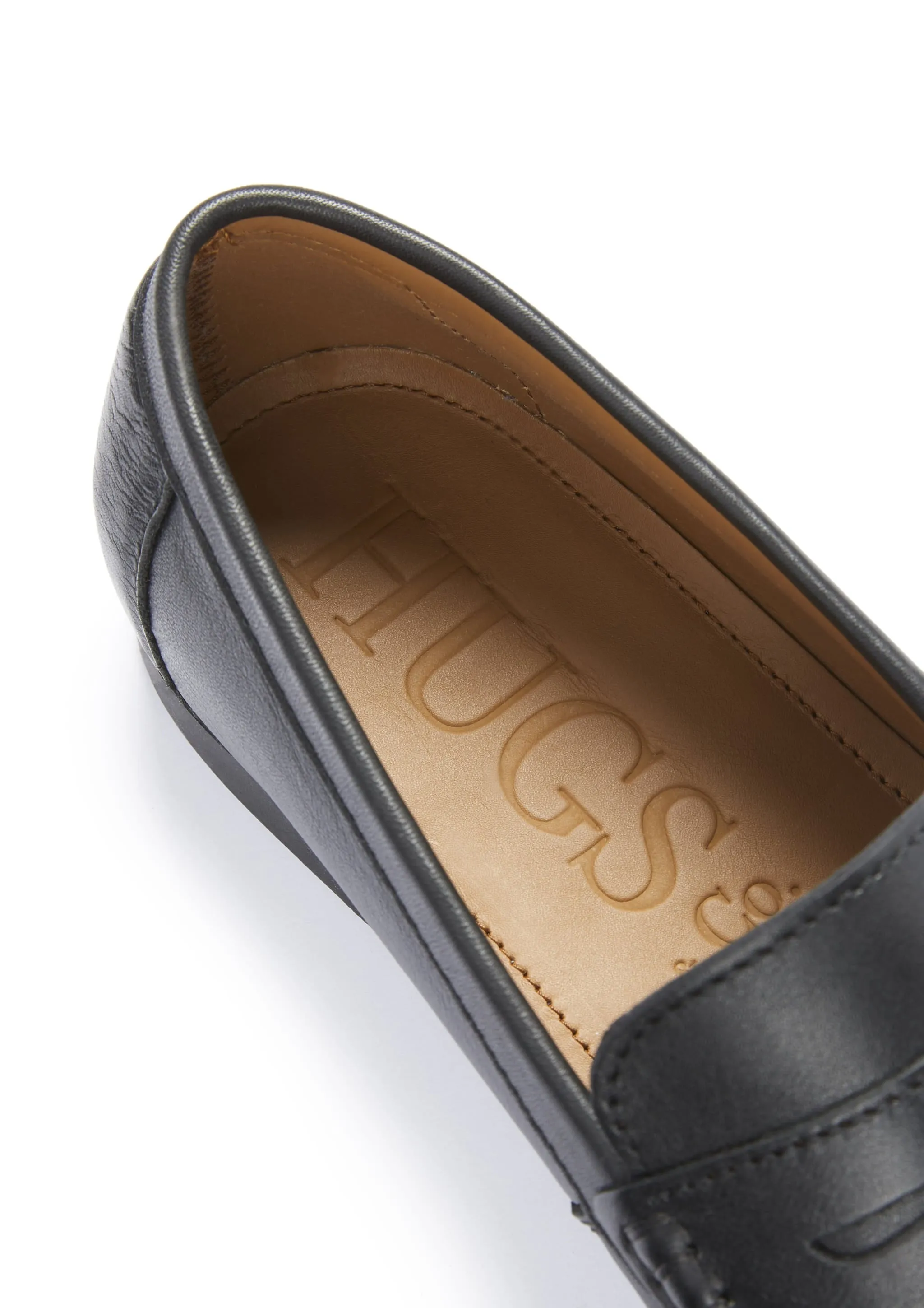 Light Stroll Boat Loafers, black leather