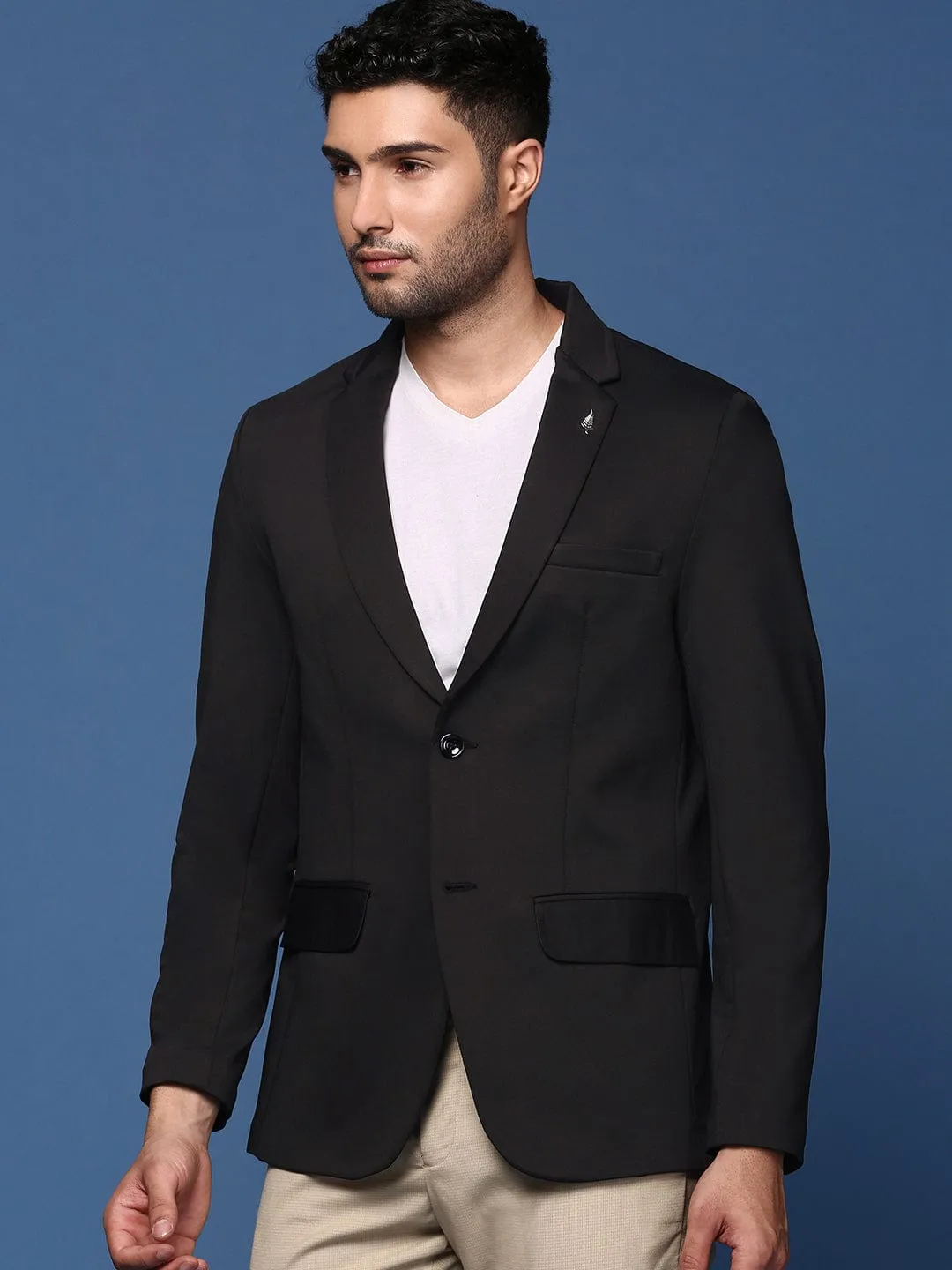 Men's Black Slim Fit Single Breasted Blazer Fall Outfit