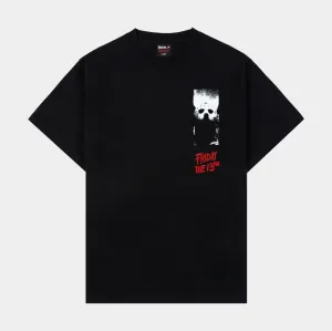 SP x Friday The 13th Jason Mask Mens Short Sleeve Shirt (Black/Red) Light and Soft Minimal Fashion