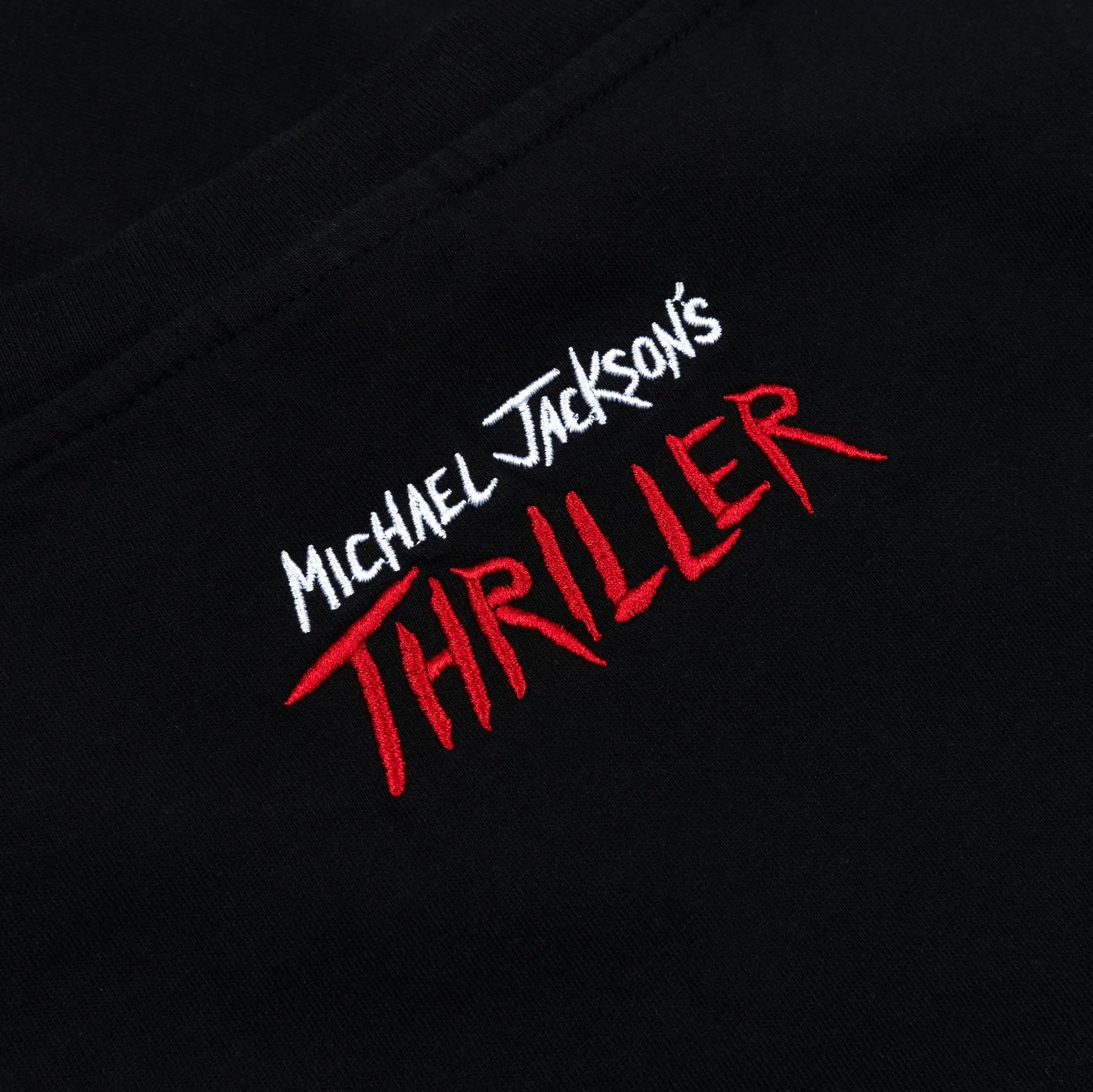 SP x Michael Jackson Thriller Horror Mens Short Sleeve Shirt (Black/Red) Outdoor Leisure Curved Hem