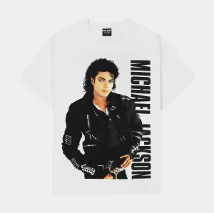 Ribbed Collar Design SP x Michael Jackson World Tour 88 Mens Short Sleeve Shirt (White)
