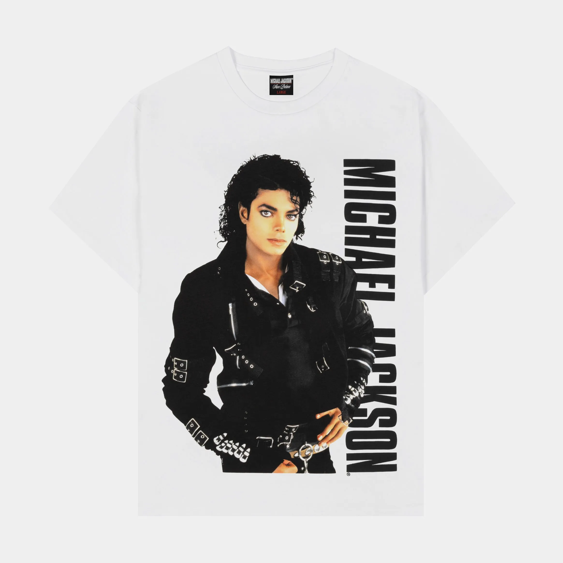 Ribbed Collar Design SP x Michael Jackson World Tour 88 Mens Short Sleeve Shirt (White)
