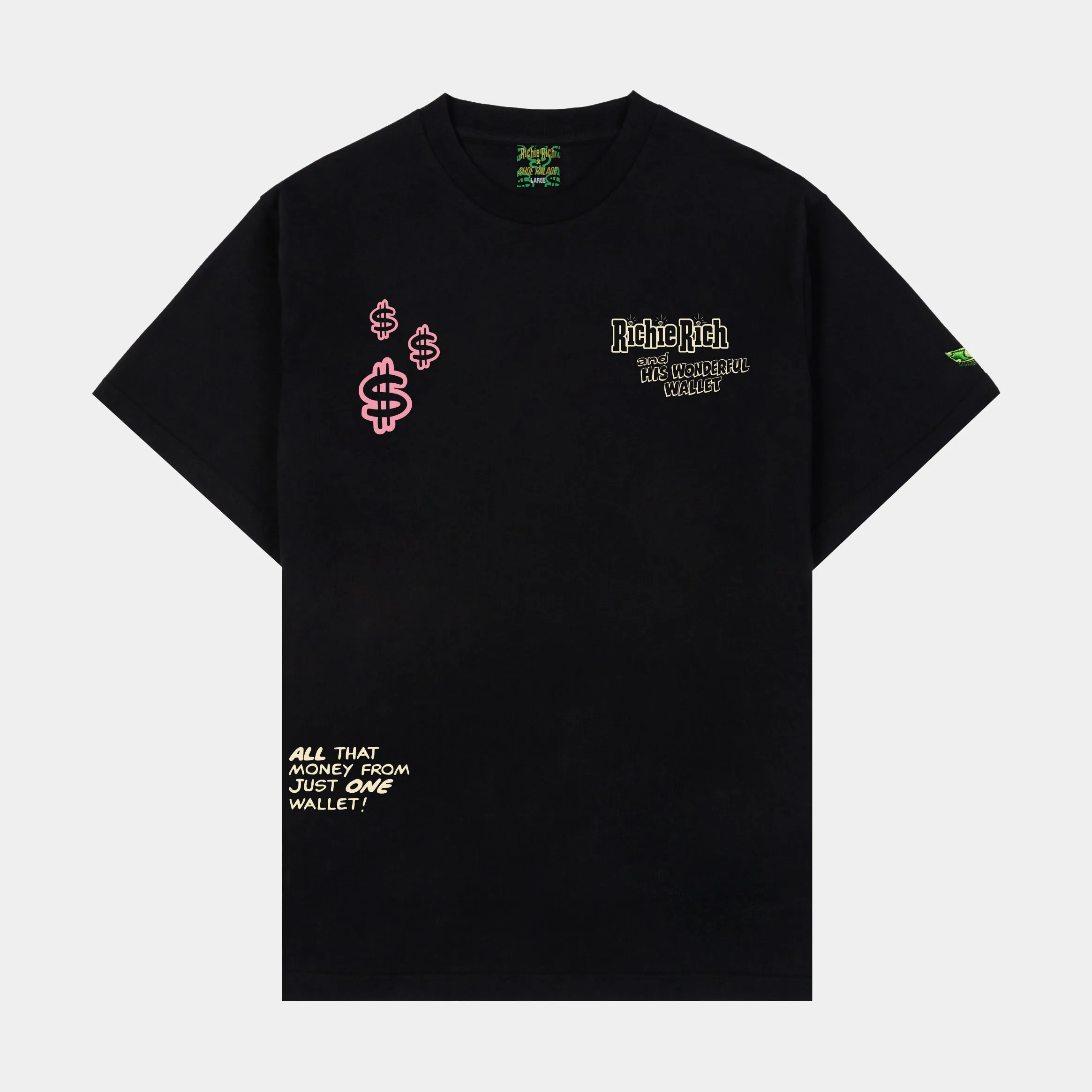 SP x Richie Rich Wonderful Wallet Mens Short Sleeve Shirt (Black/Cream) Versatile and Comfortable Performance Wear