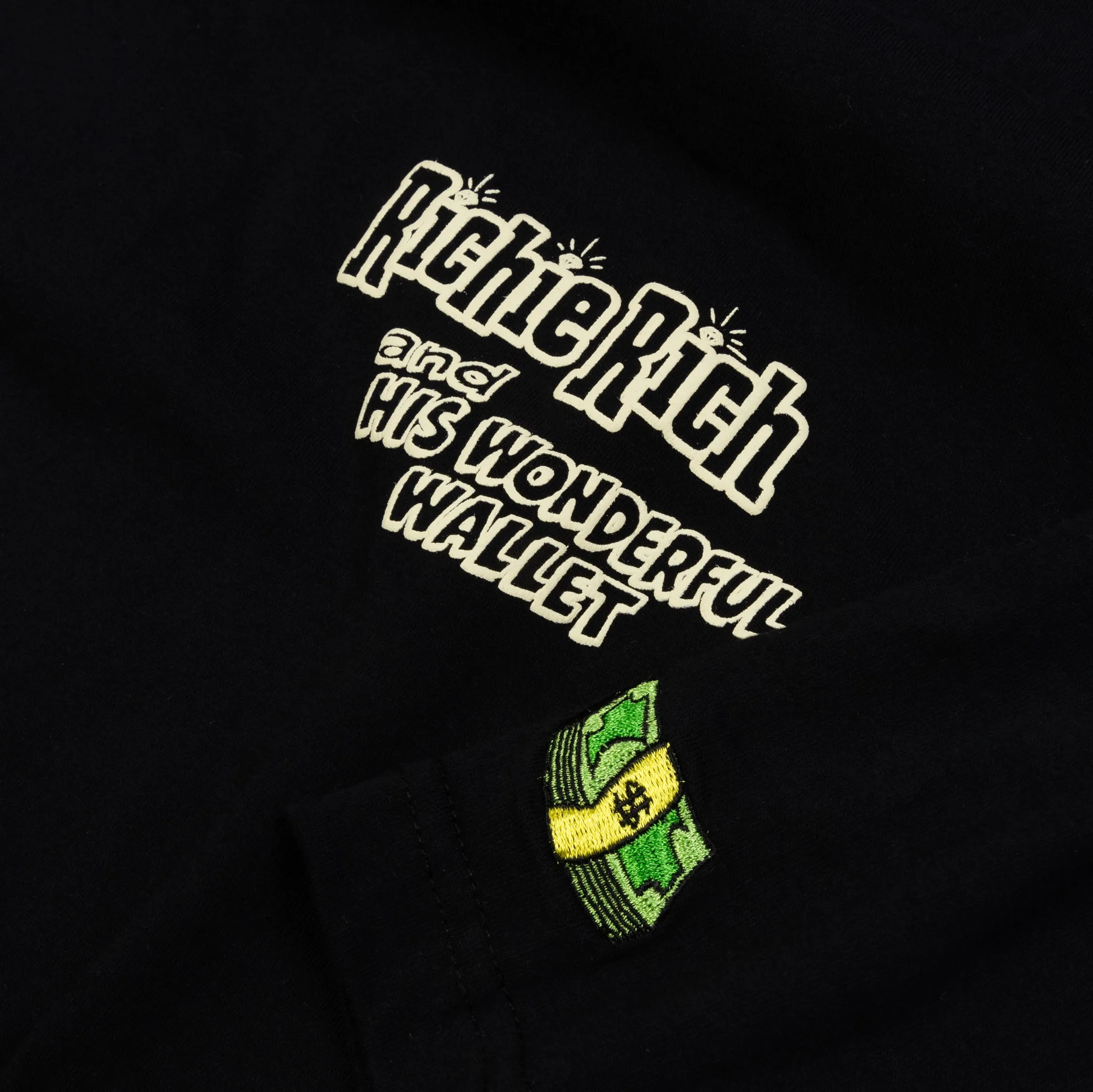 SP x Richie Rich Wonderful Wallet Mens Short Sleeve Shirt (Black/Cream) Adjustable Fit