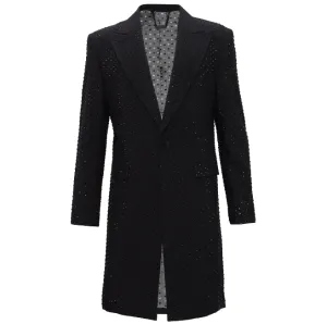 Subtle Design Detail Insulated Warmth Sparkle The Night Away Long Blazer BLACK/BLACK