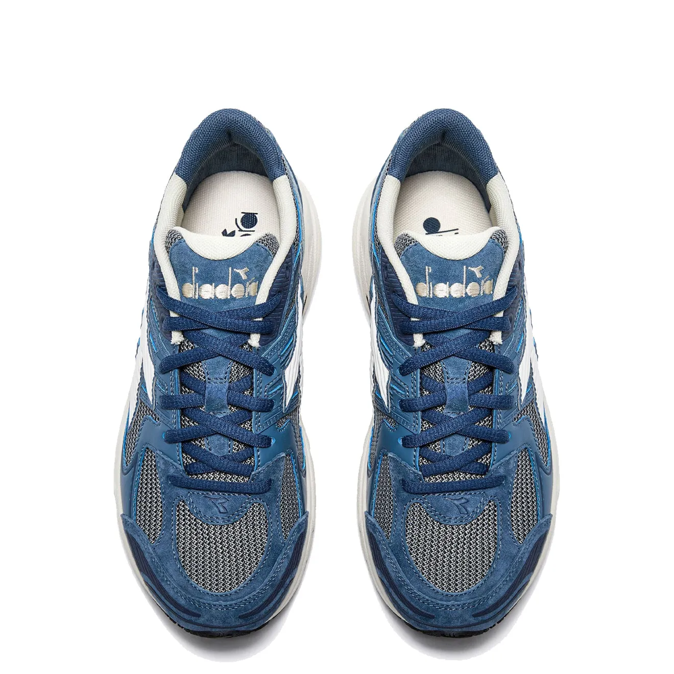 Diadora Mythos Star Pigskin Trainer Blue Dark Denim Memory Foam Standing All