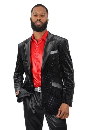 Cotton Twill Durable Corrosion Resistant Zippers Barabas Friday Night Slim Fit Blazer BL3020 Black/Black