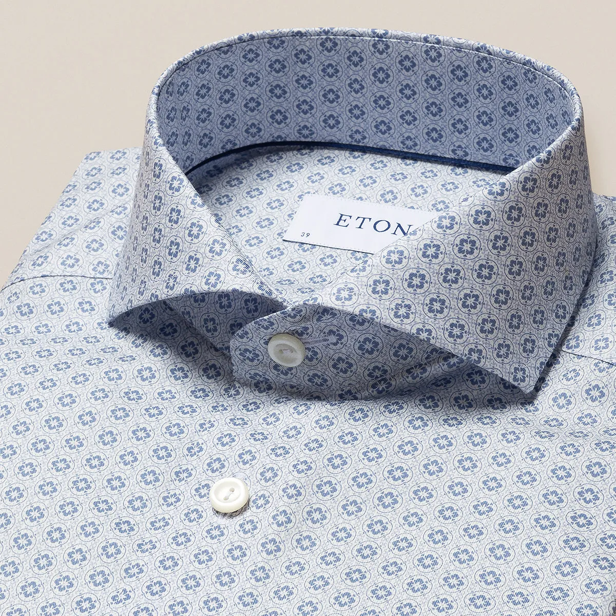 Eton - Slim Fit Patterned Shirt in Blue Odor control