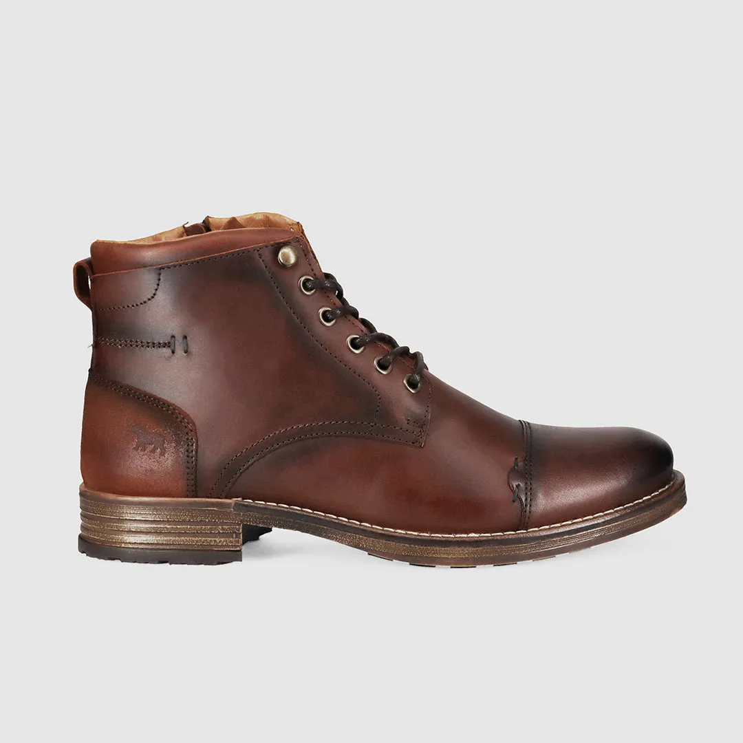 Scotia Lace Up Boots Burnished Brown Impact Absorbing Heel Low Profile Urban Commute