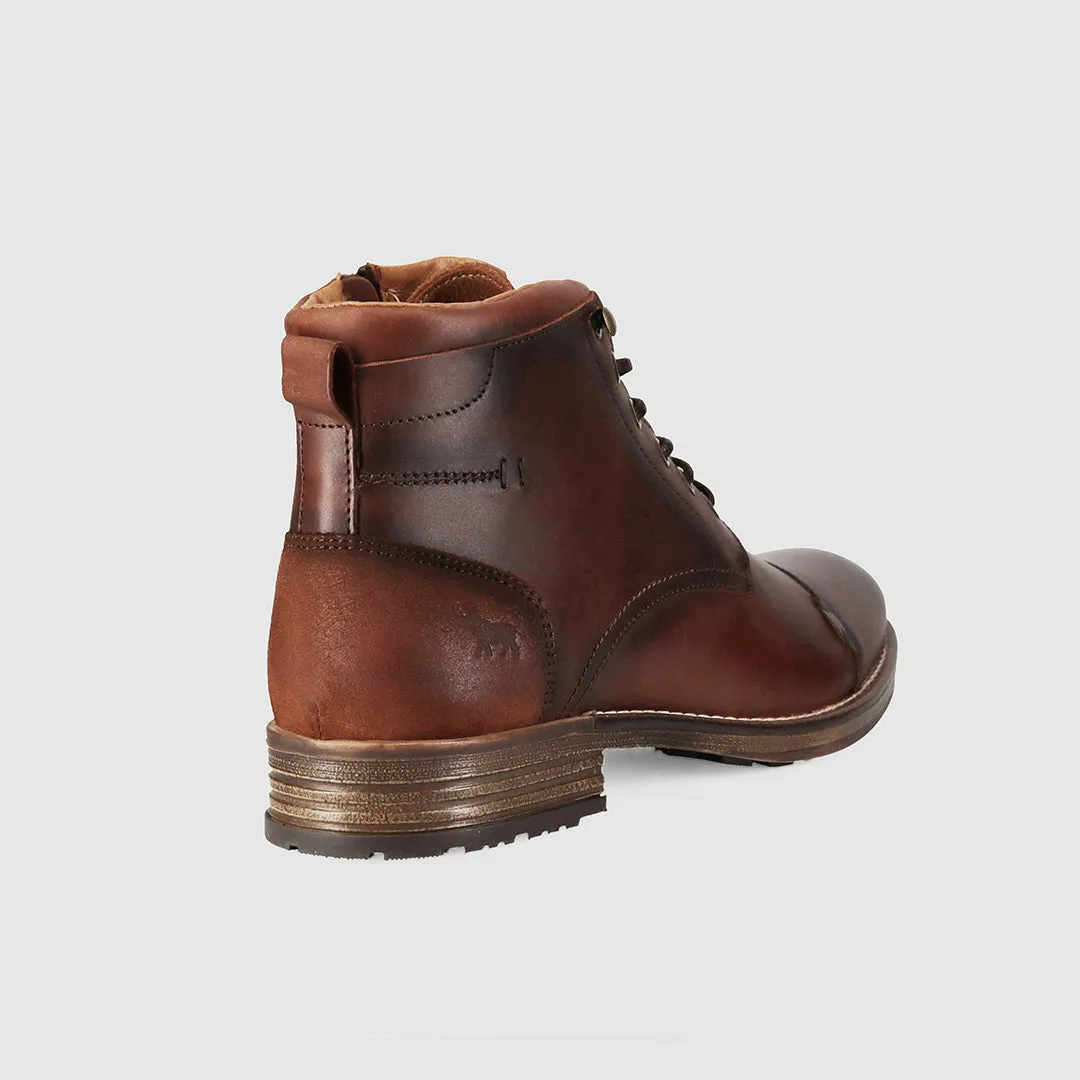 Clean Silhouette Scotia Lace Up Boots Burnished Brown