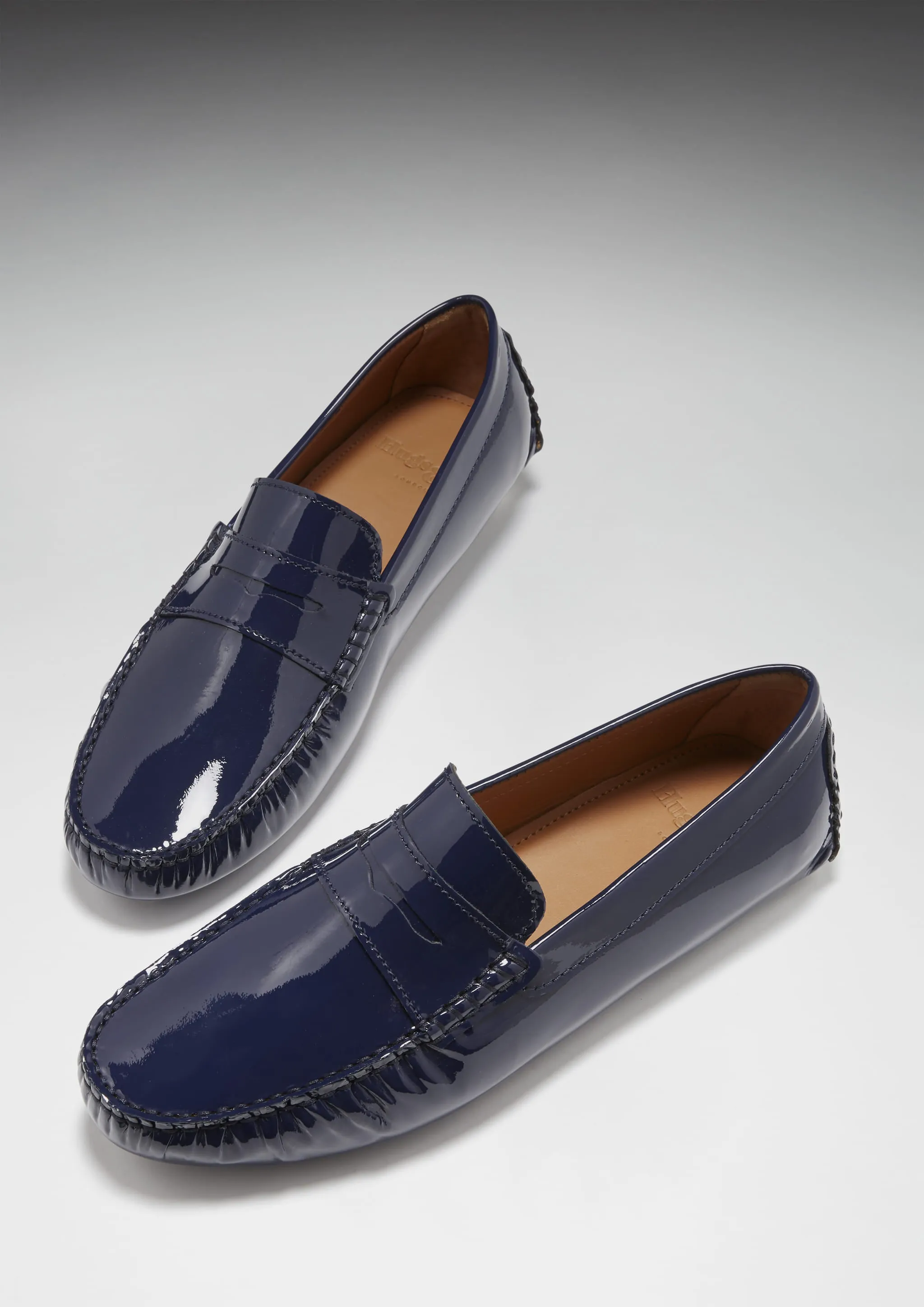 Move True Penny Driving Loafers, navy blue patent leather