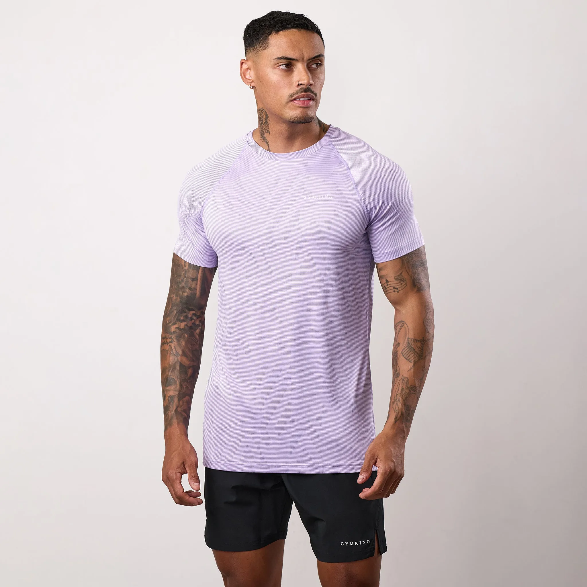 Chilly Layer Breathable apparel Gym King Limitless Abstract Knit Tee - Violet Sky