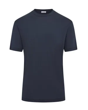 Paul & Shark Riviera Cotton & Silk Short Sleeve T-shirt (Blue) Christmas Boat Neck