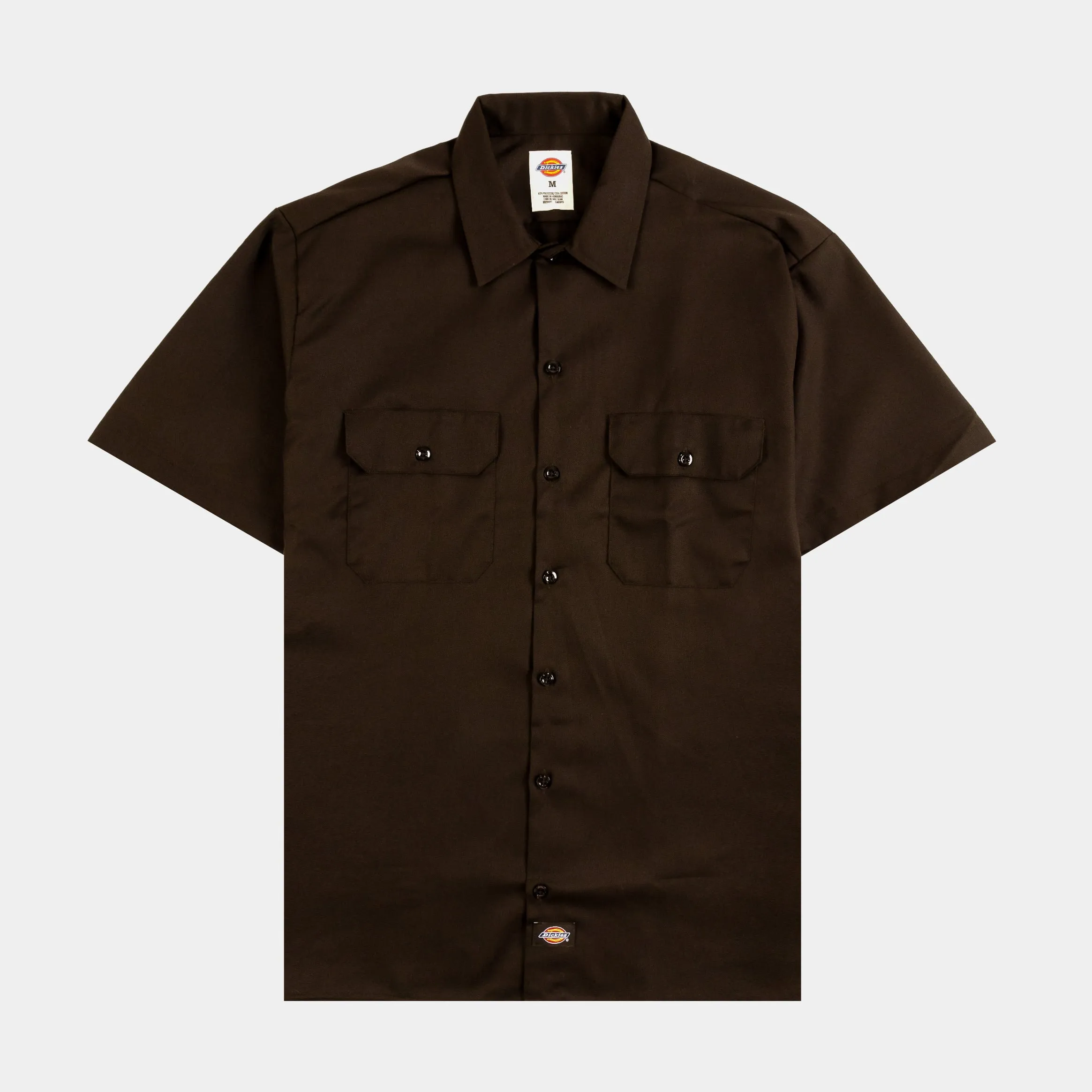 BiodegradableMaterial Reinforced Shoulder Twill Work Mens Short Sleeve Short (Brown)