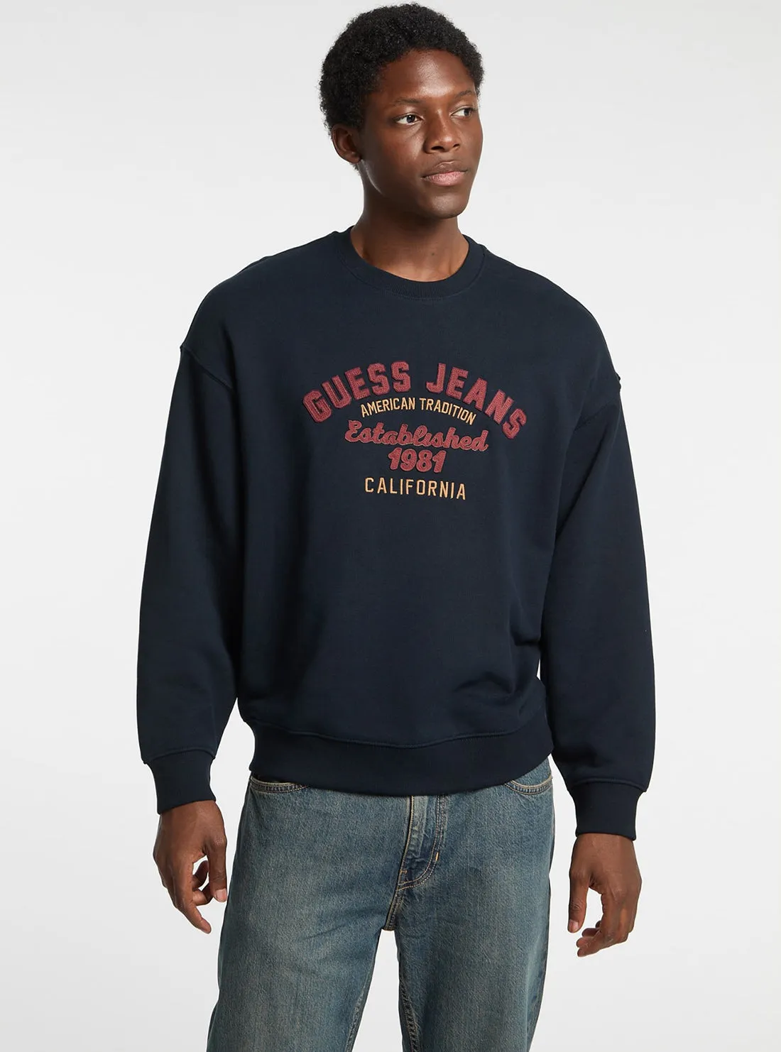 Guess Jeans Navy Vintage Jumper Polyester Material