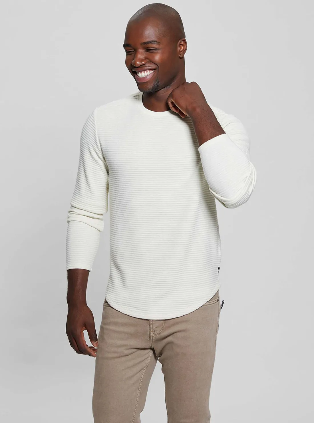 White Hudson Linear Knit Jumper Outdoor Essential