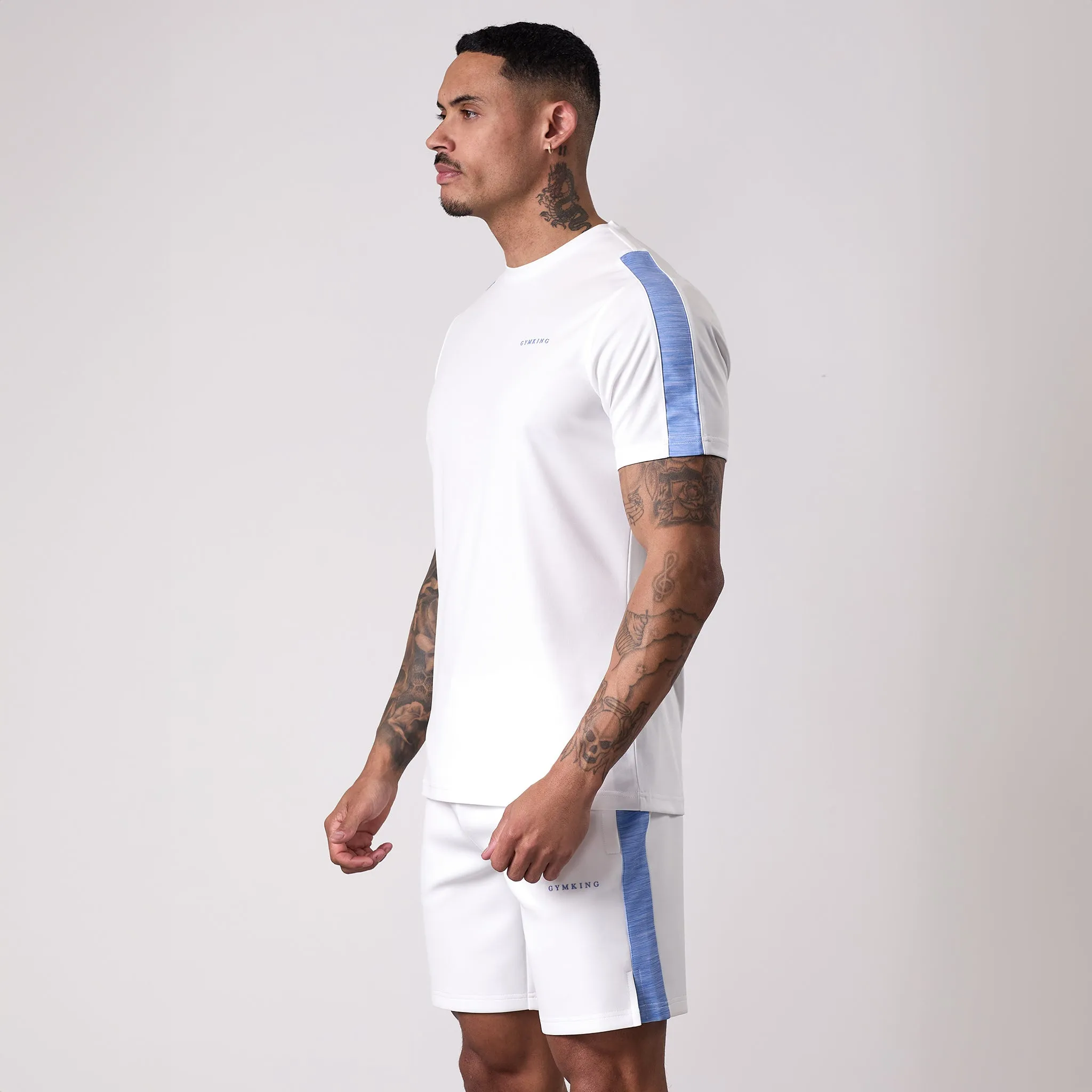 Comfortable And Trendy Relaxed Wear Fit Gym King Core Plus Poly 2.0 Tee - White/Provence Blue