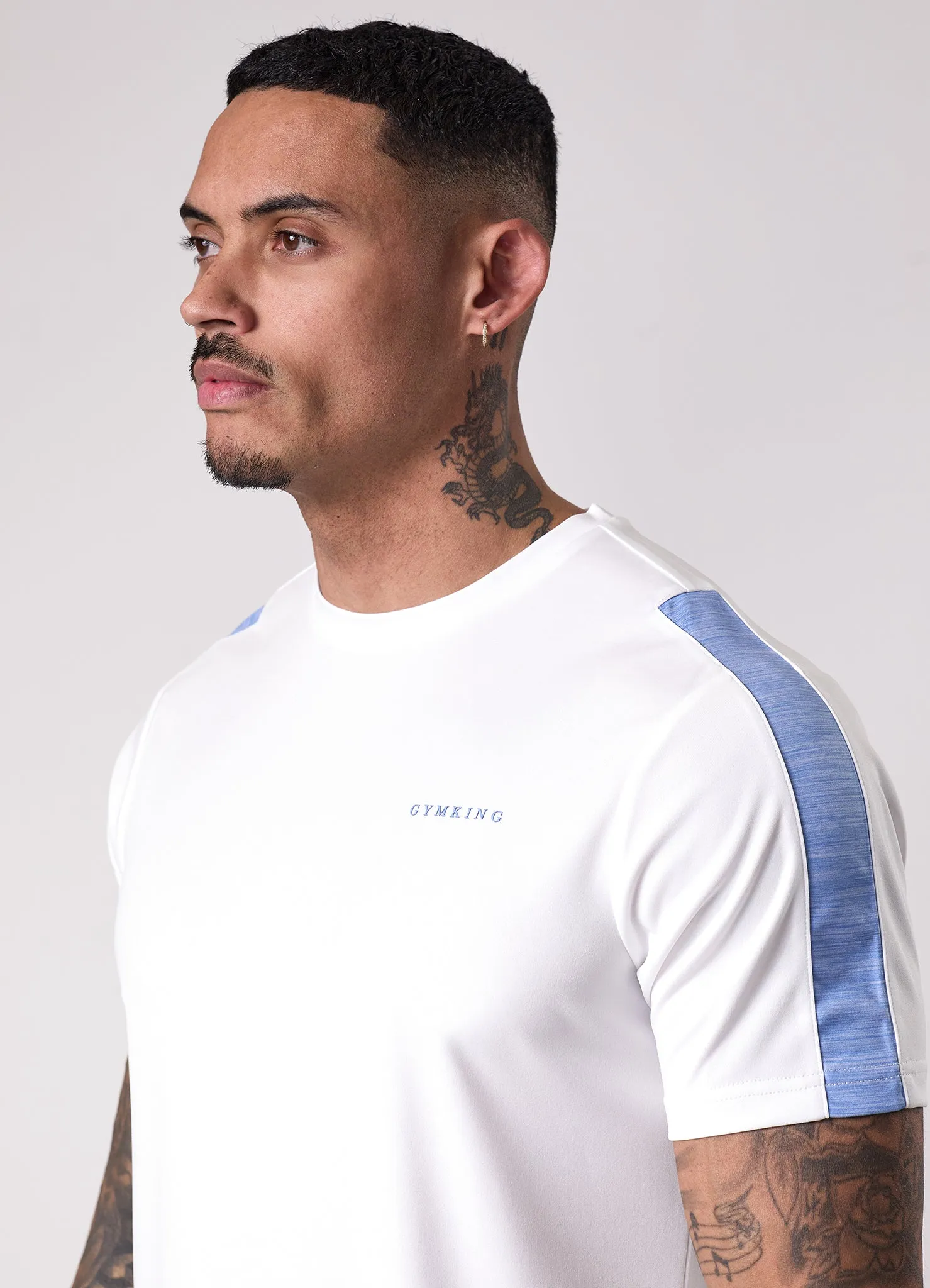 V neck elegance Camping attire Gym King Core Plus Poly 2.0 Tee - White/Provence Blue